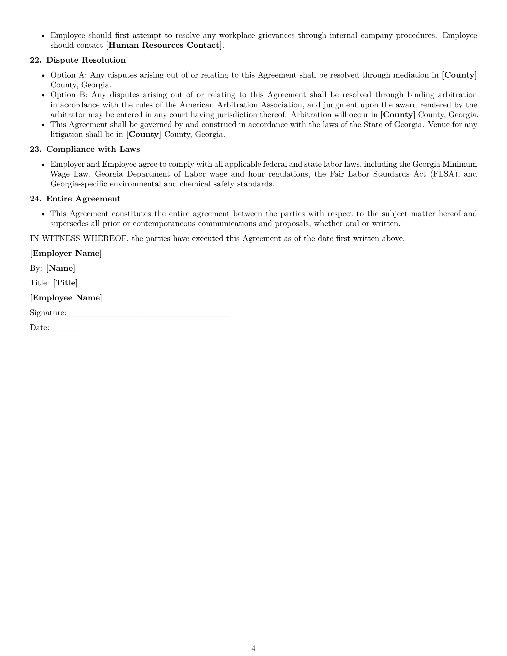 Preview page 4 of Free Georgia assembler employment contract template