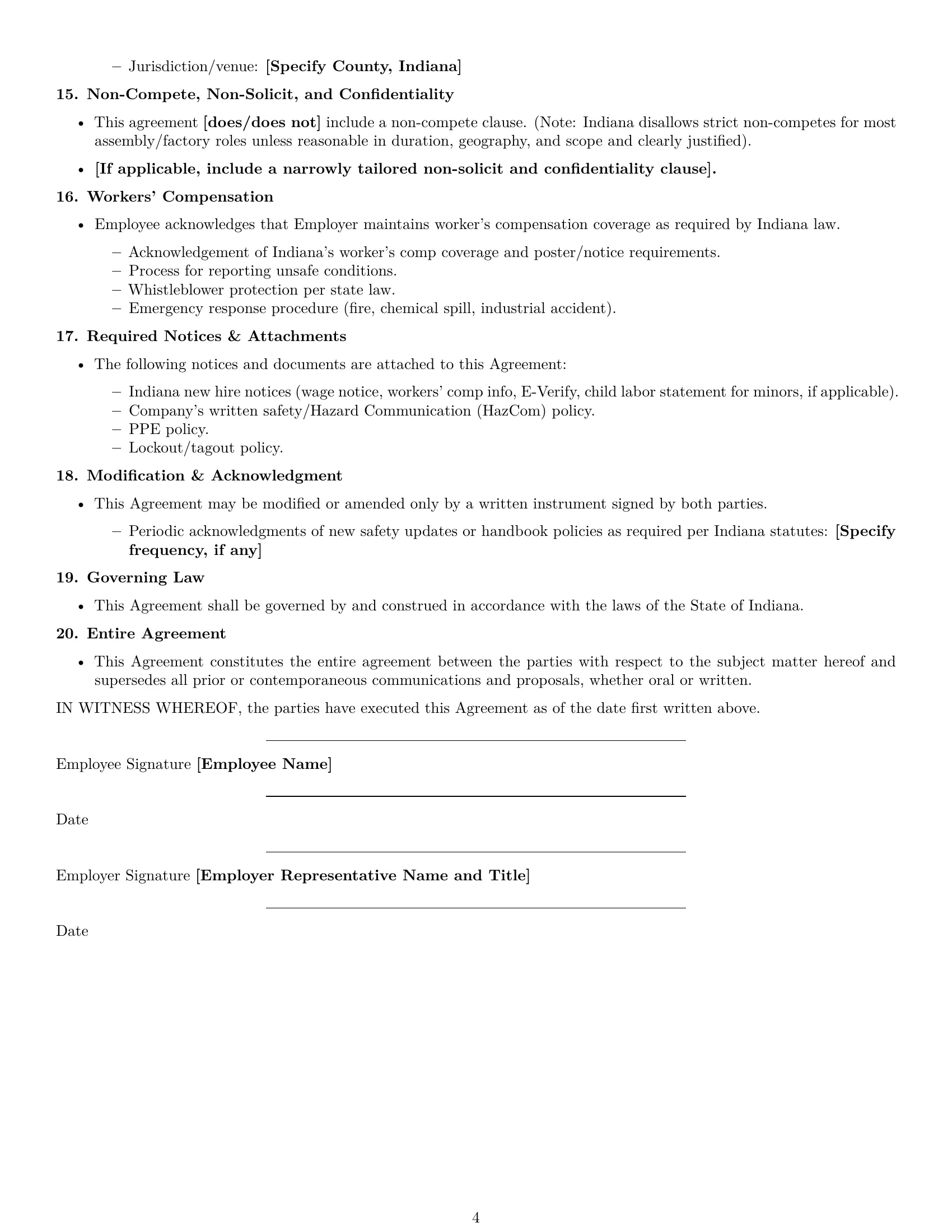 Preview page 4 of Free Indiana assembler employment contract template