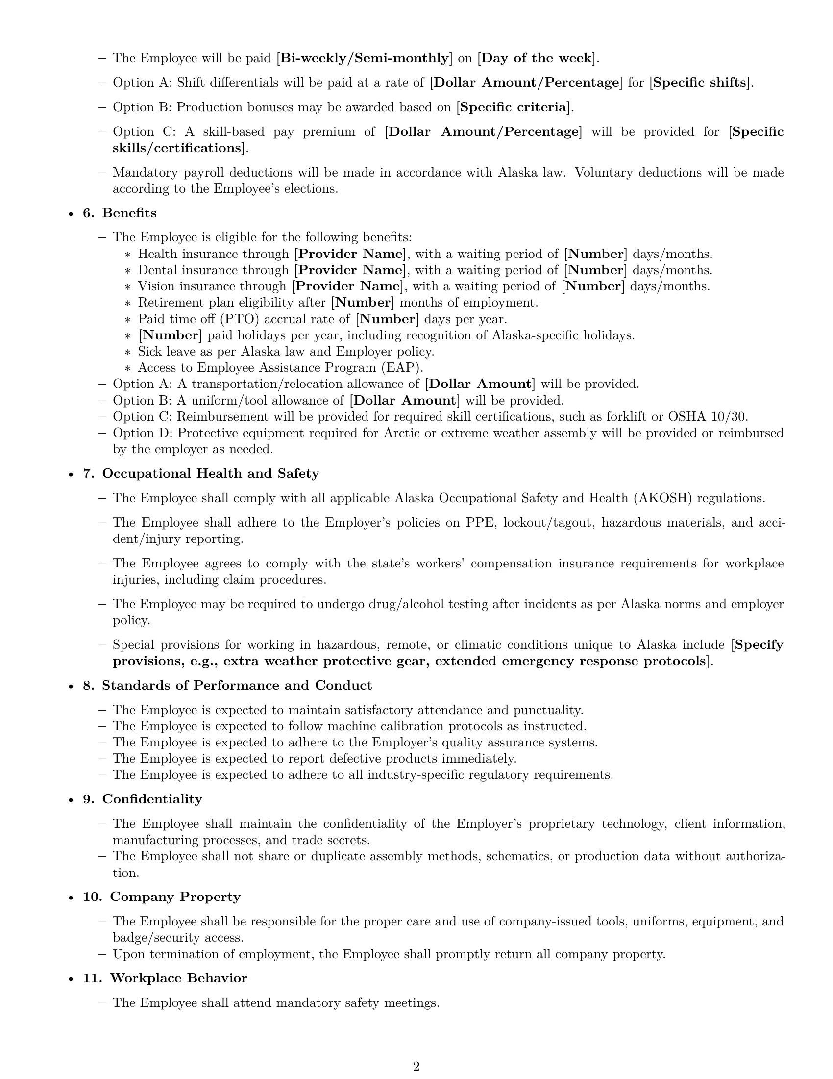 Preview page 2 of Free Alaska assembler employment contract template