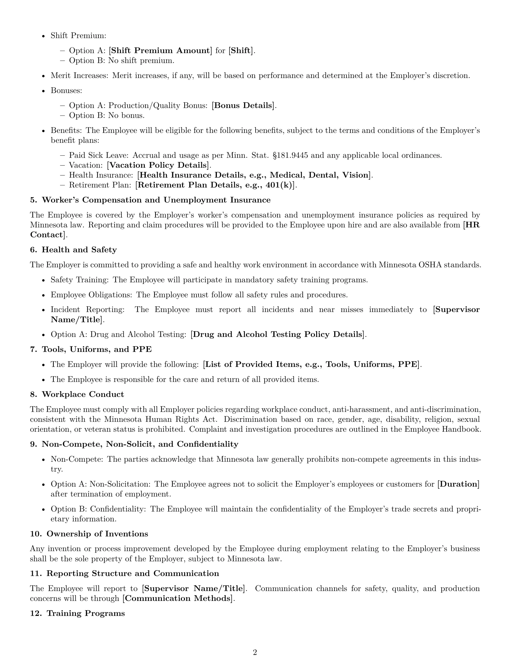Preview page 2 of Free Minnesota assembler employment contract template
