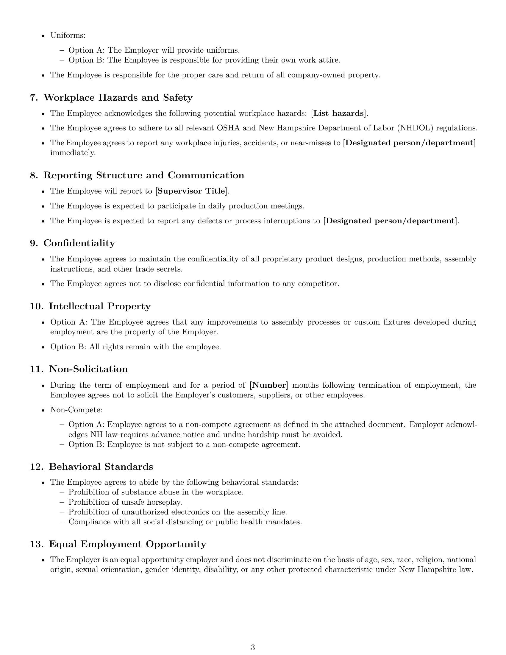 Preview page 3 of Free New Hampshire assembler employment contract template