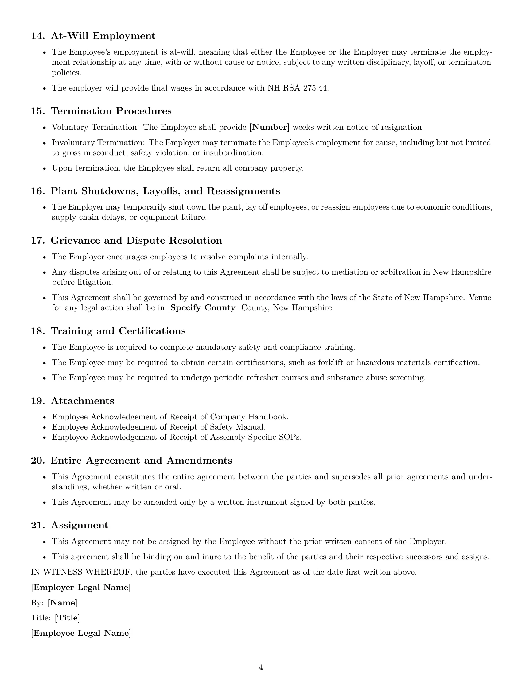 Preview page 4 of Free New Hampshire assembler employment contract template