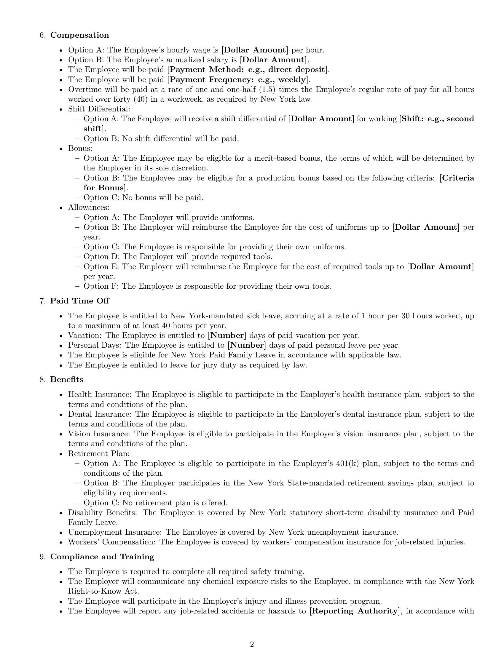 Preview page 2 of Free New York assembler employment contract template