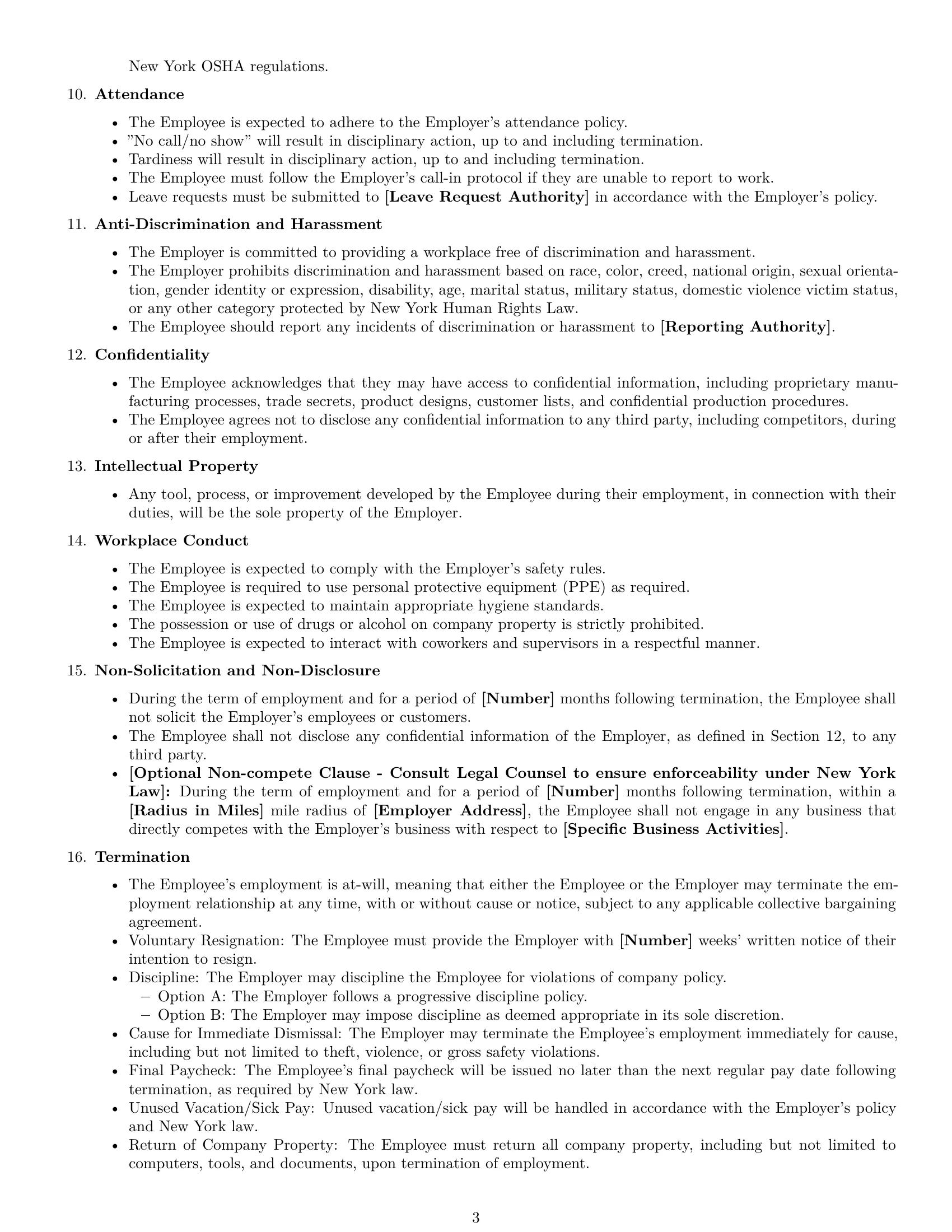 Preview page 3 of Free New York assembler employment contract template