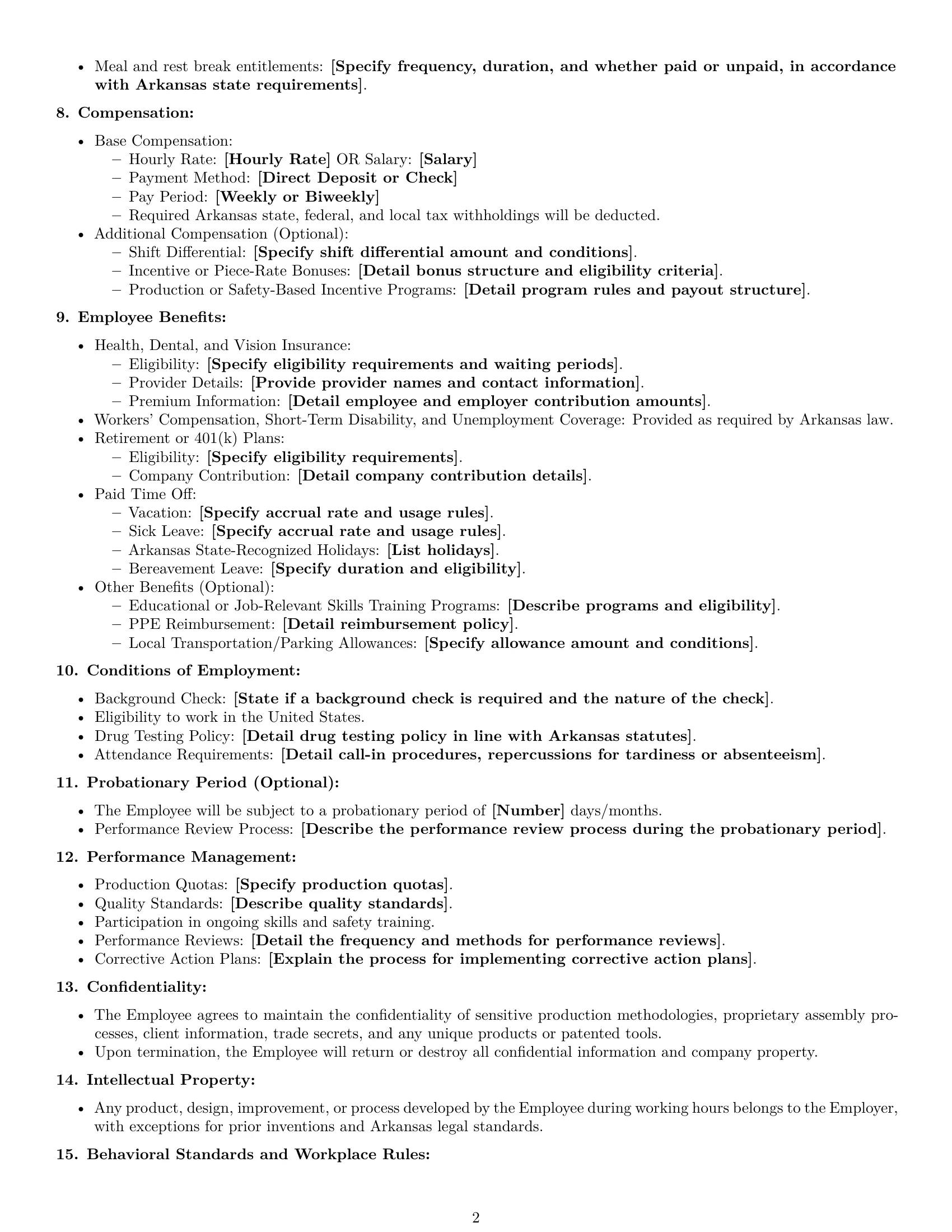 Preview page 2 of Free Arkansas assembler employment contract template