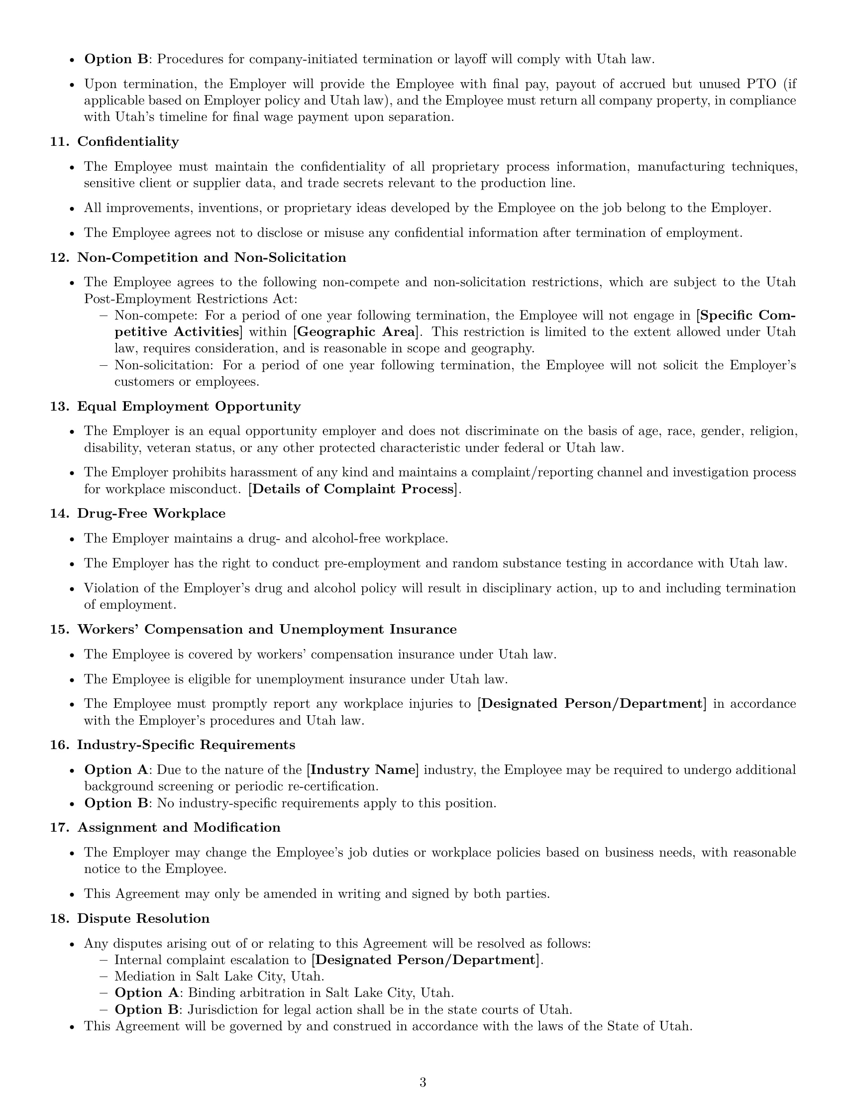 Preview page 3 of Free Utah assembler employment contract template