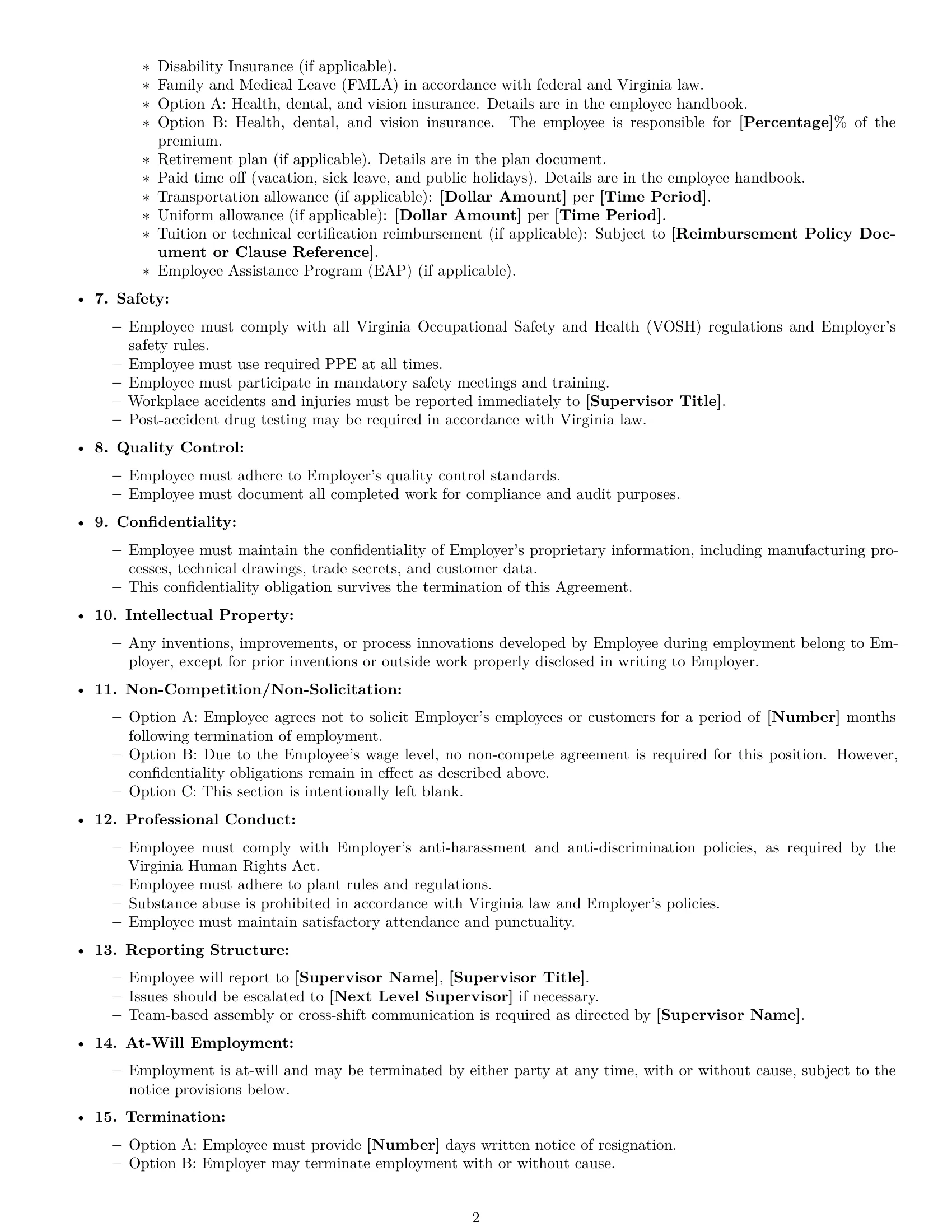Preview page 2 of Free Virginia assembler employment contract template