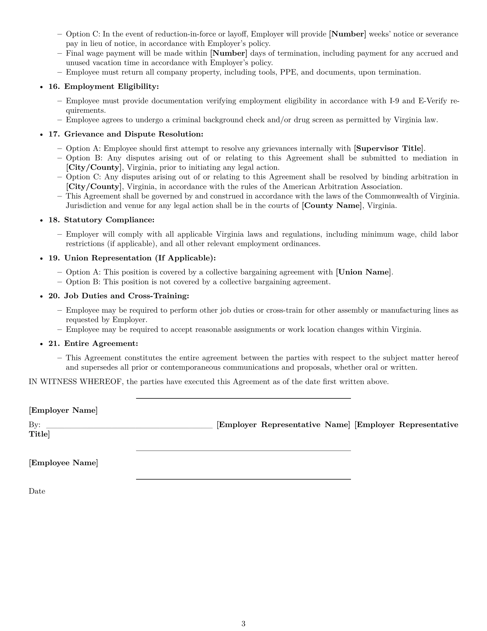 Preview page 3 of Free Virginia assembler employment contract template