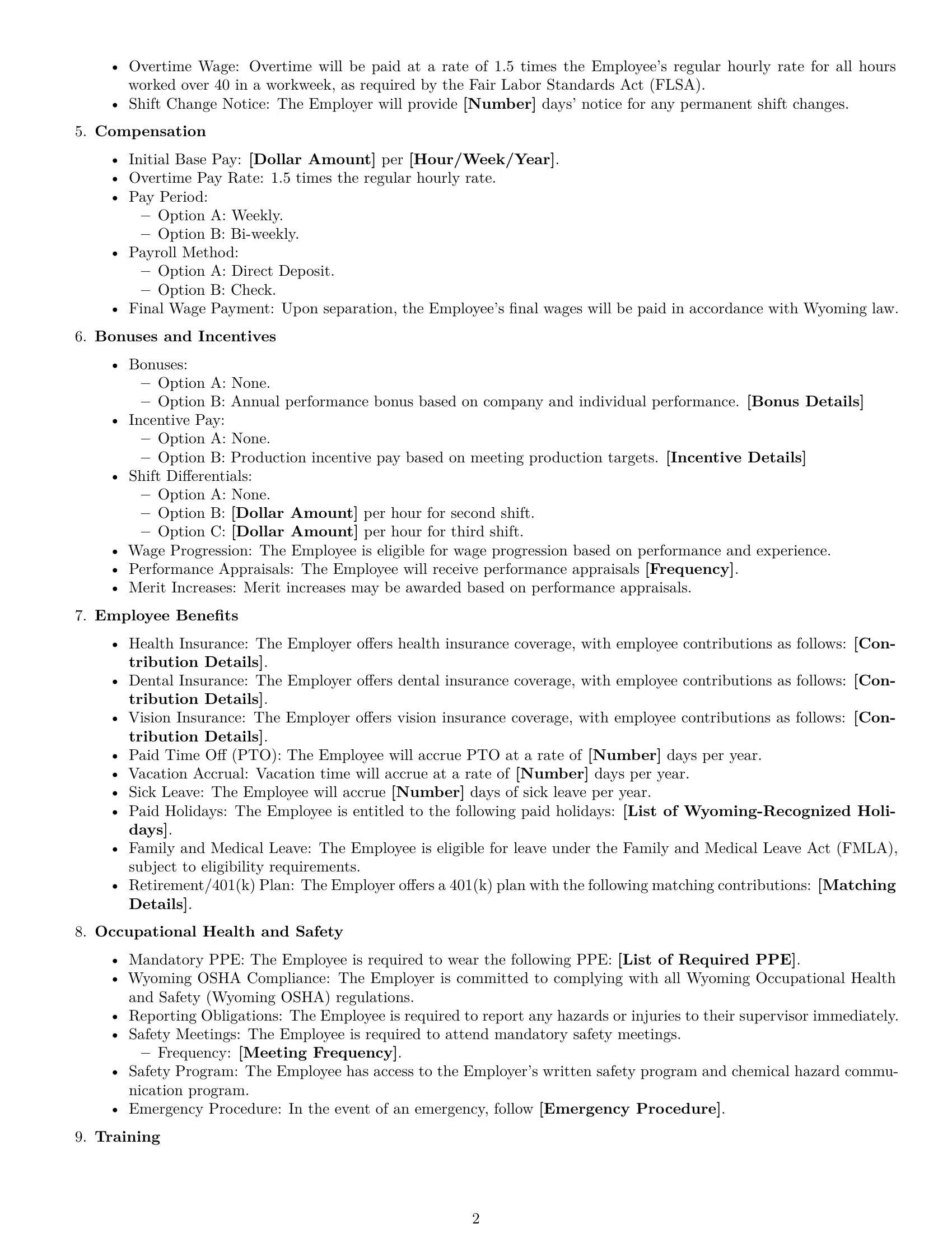 Preview page 2 of Free Wyoming assembler employment contract template