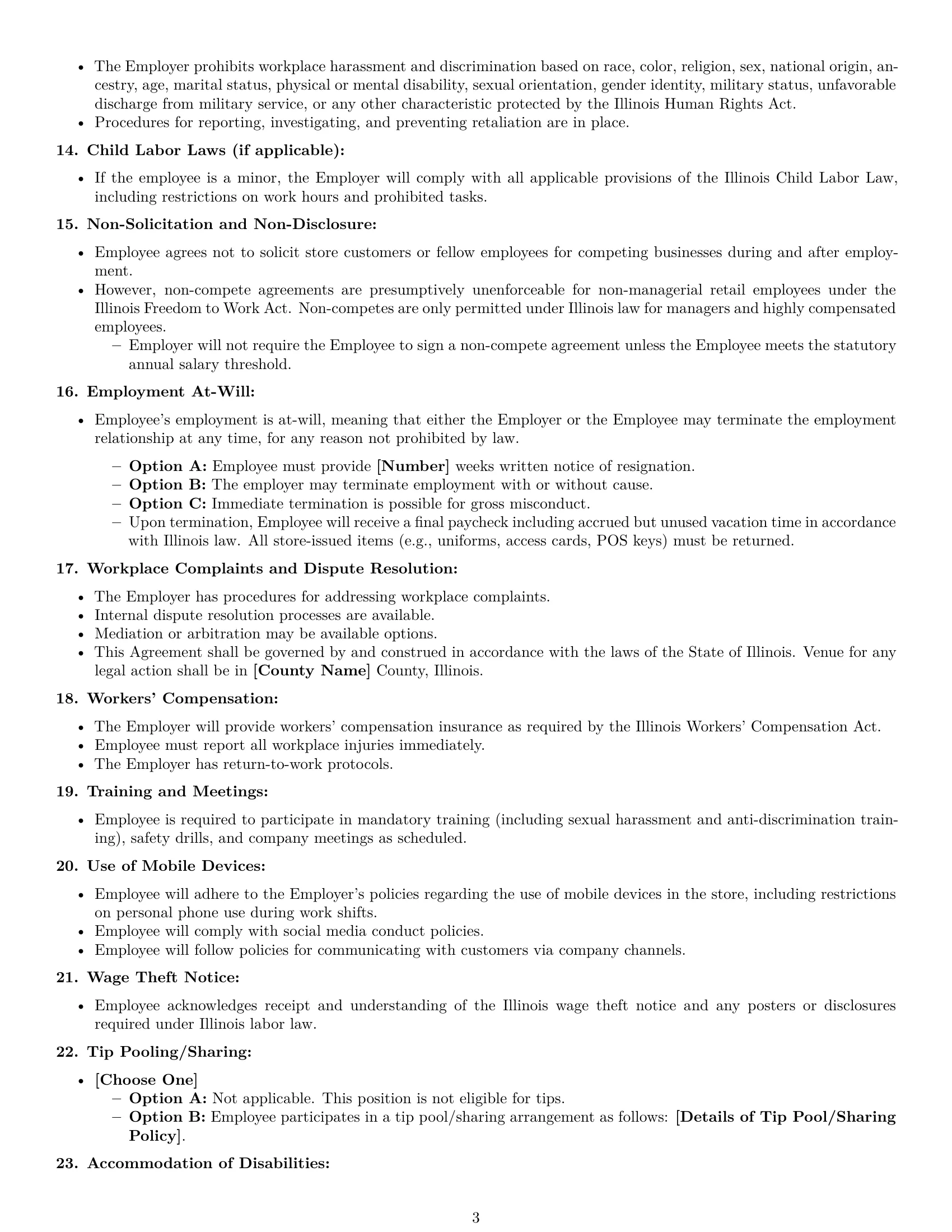 Preview page 3 of Free Illinois retail sales associate employment contract template