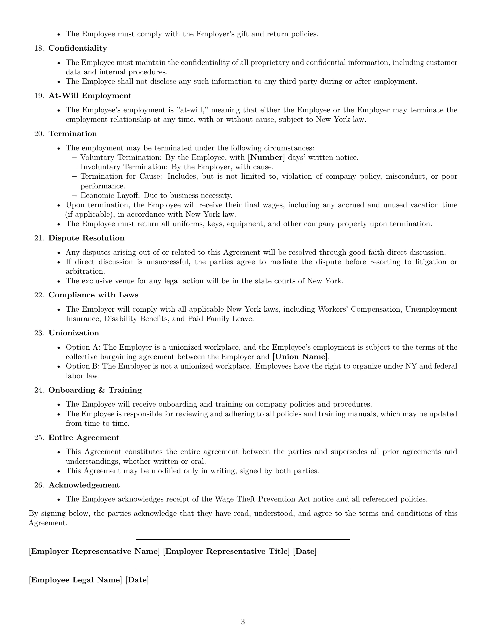 Preview page 3 of Free New York retail sales associate employment contract template