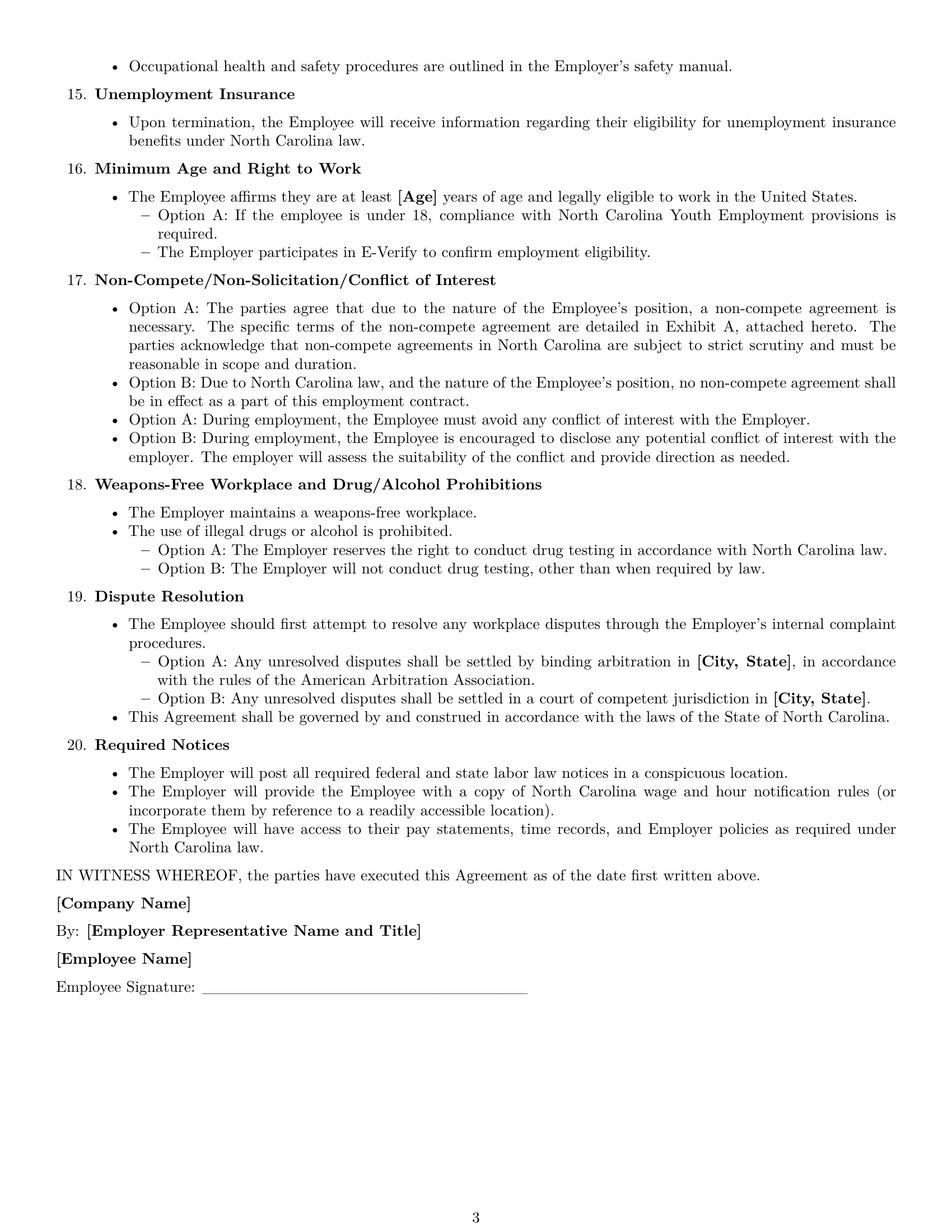 Preview page 3 of Free North Carolina retail sales associate employment contract template