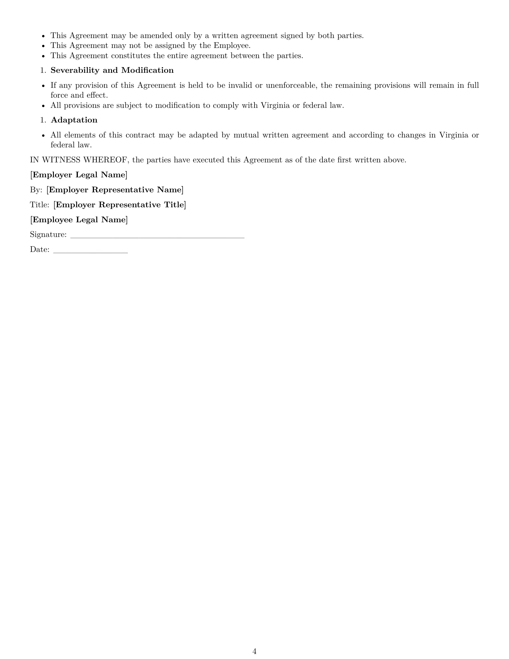 Preview page 4 of Free Virginia retail sales associate employment contract template
