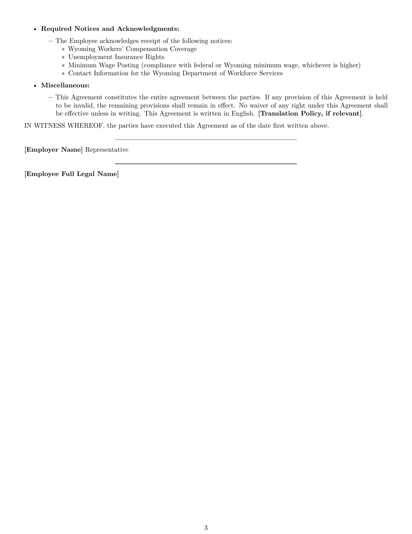 Preview page 3 of Free Wyoming retail sales associate employment contract template