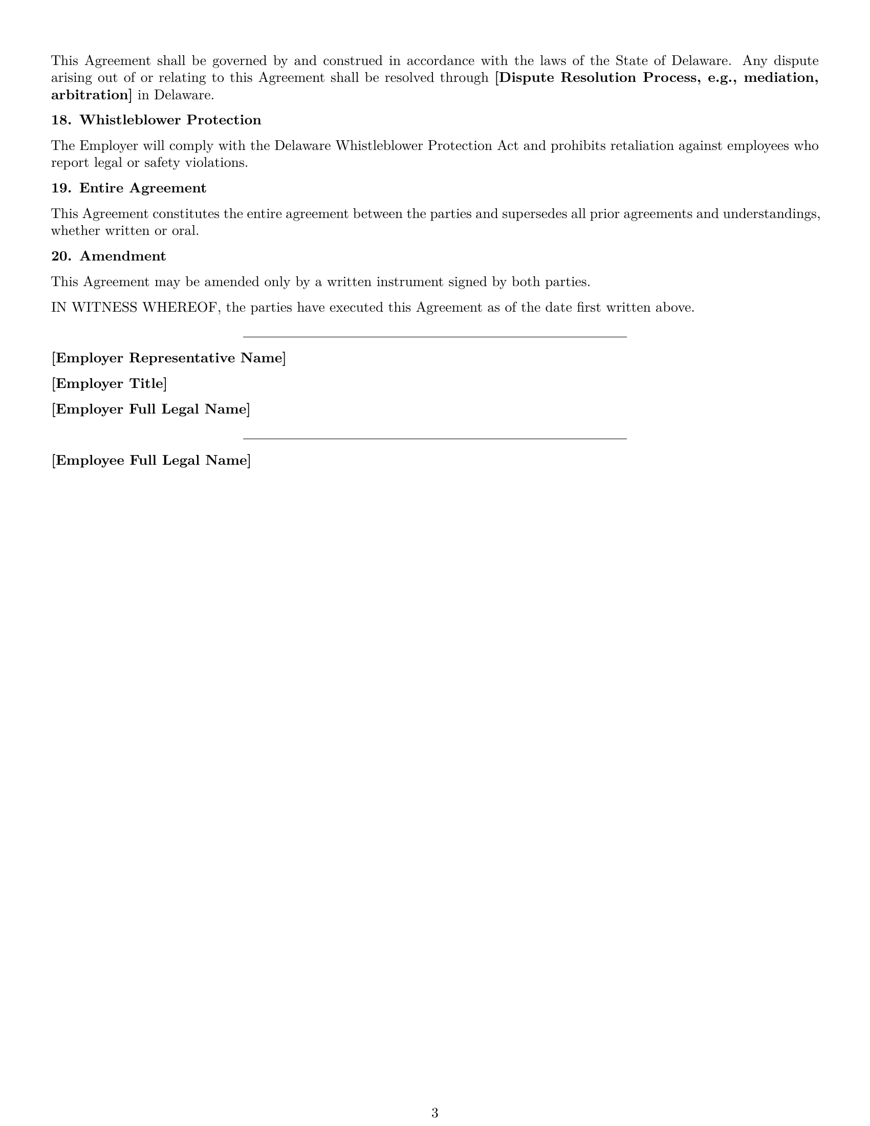 Preview page 3 of Free Delaware retail sales associate employment contract template
