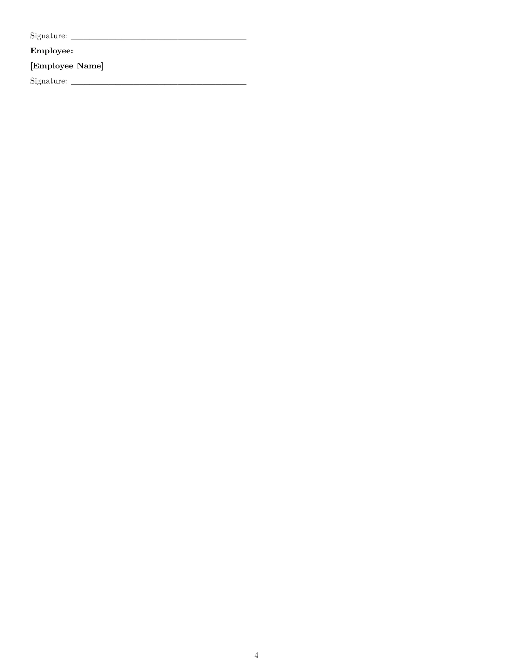 Preview page 4 of Free Kentucky restaurant server employment contract template