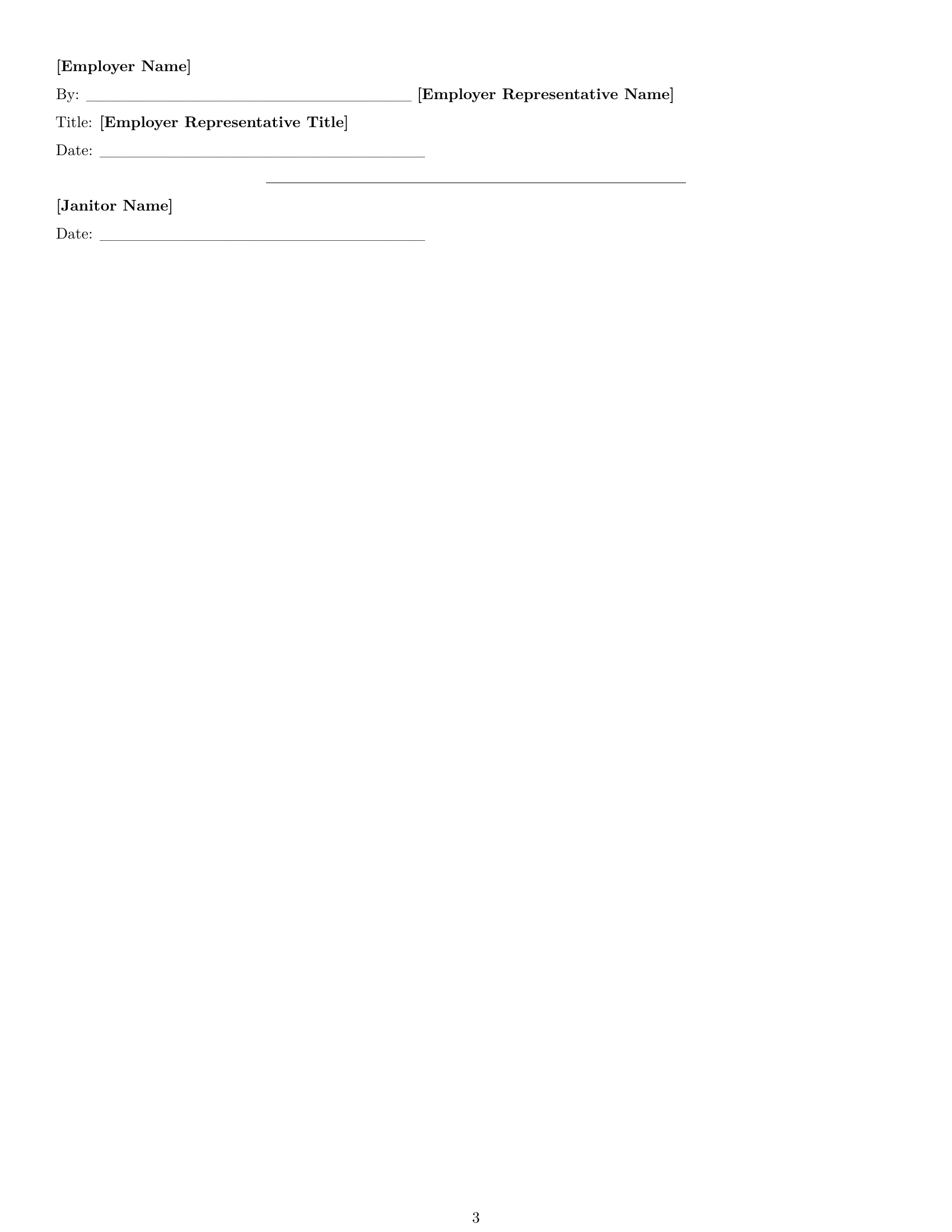 Preview page 3 of Free Alabama janitor employment contract template