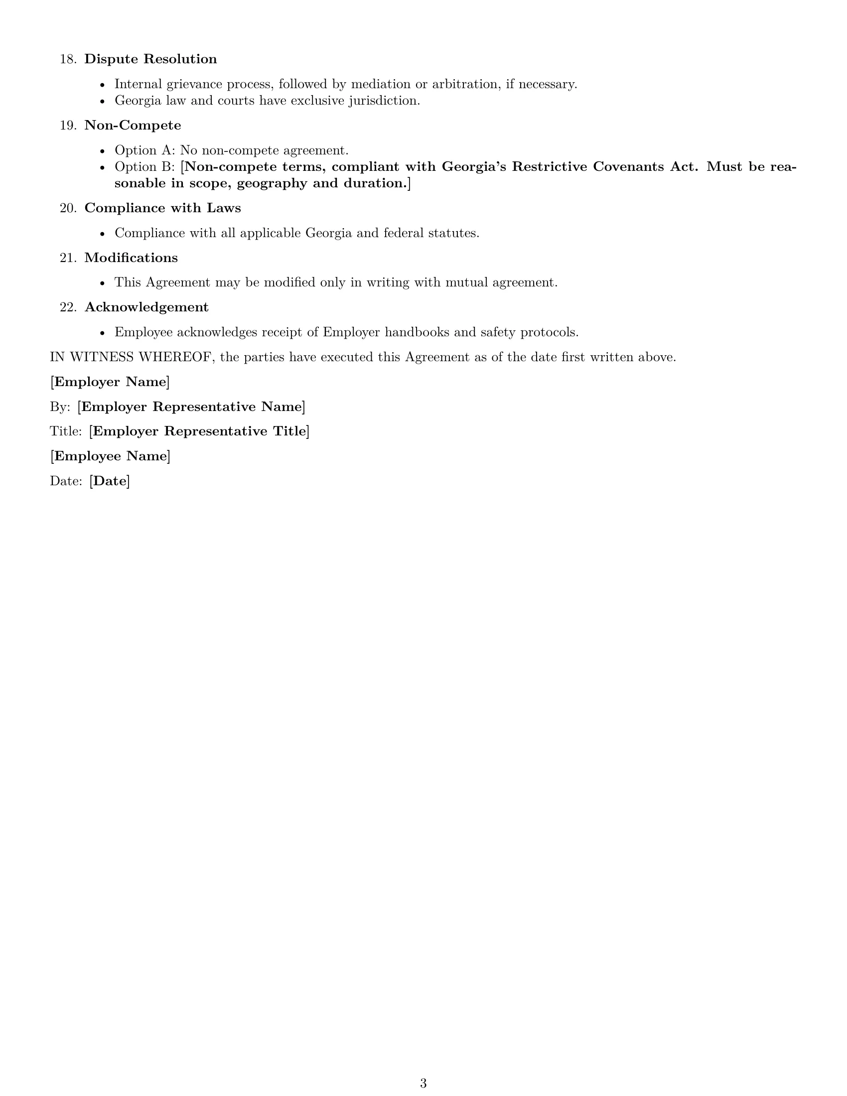 Preview page 3 of Free Georgia janitor employment contract template
