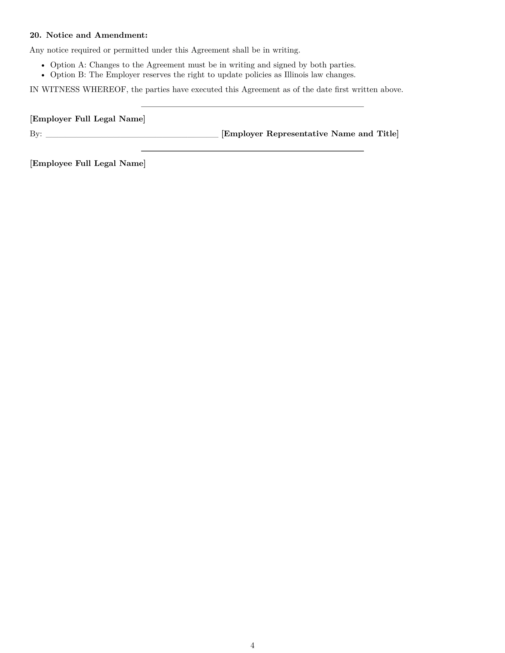 Preview page 4 of Free Illinois janitor employment contract template