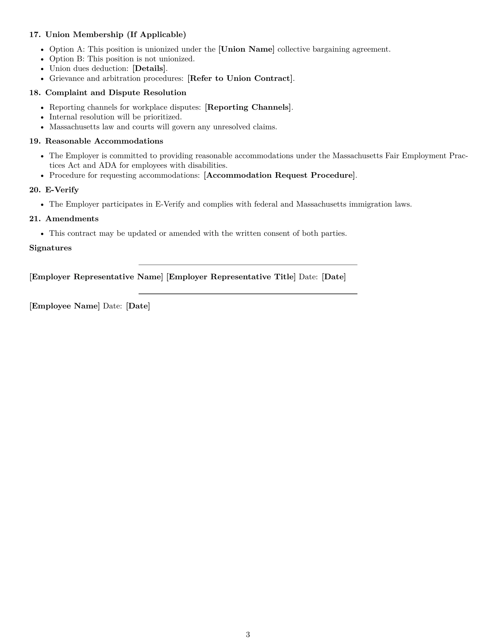 Preview page 3 of Free Massachusetts janitor employment contract template