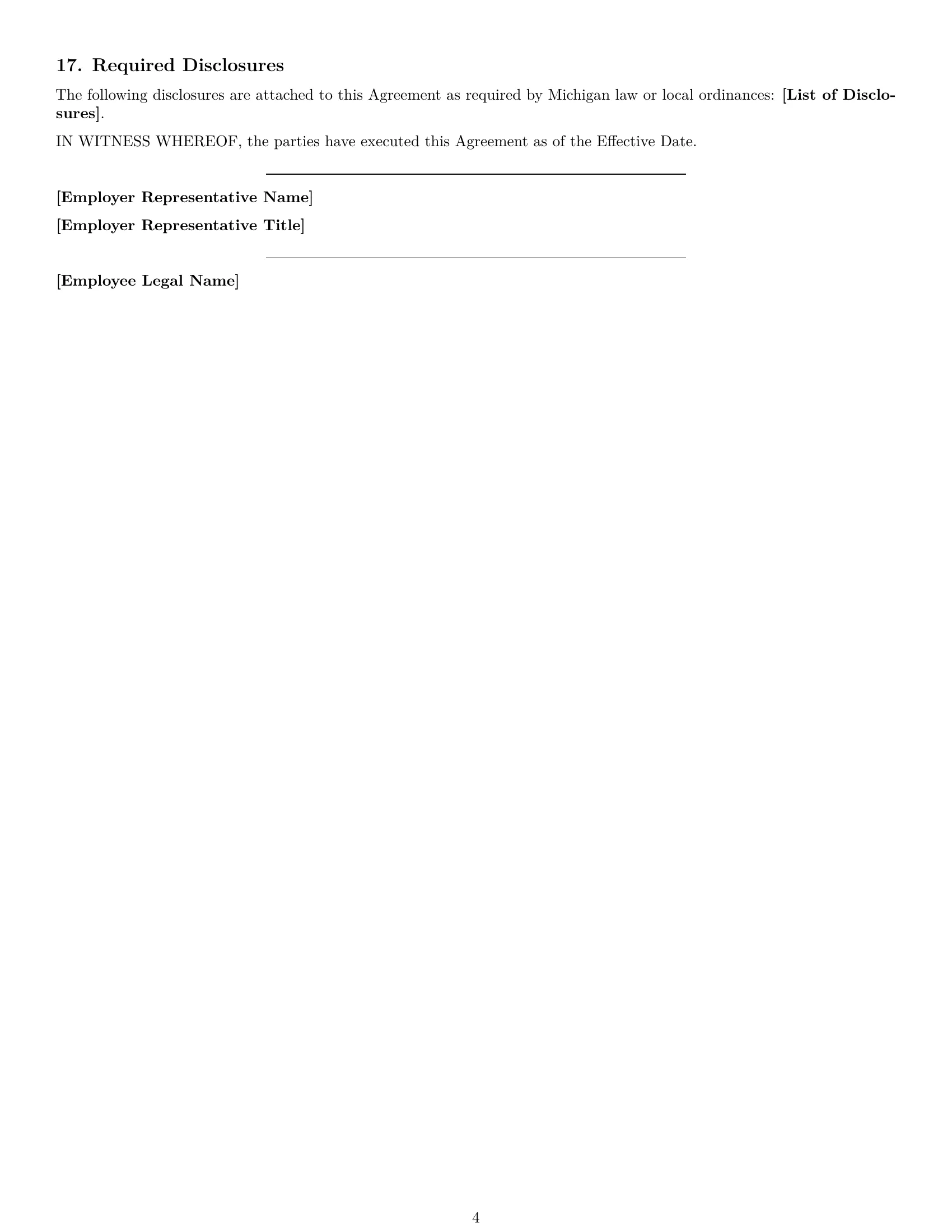 Preview page 4 of Free Michigan janitor employment contract template