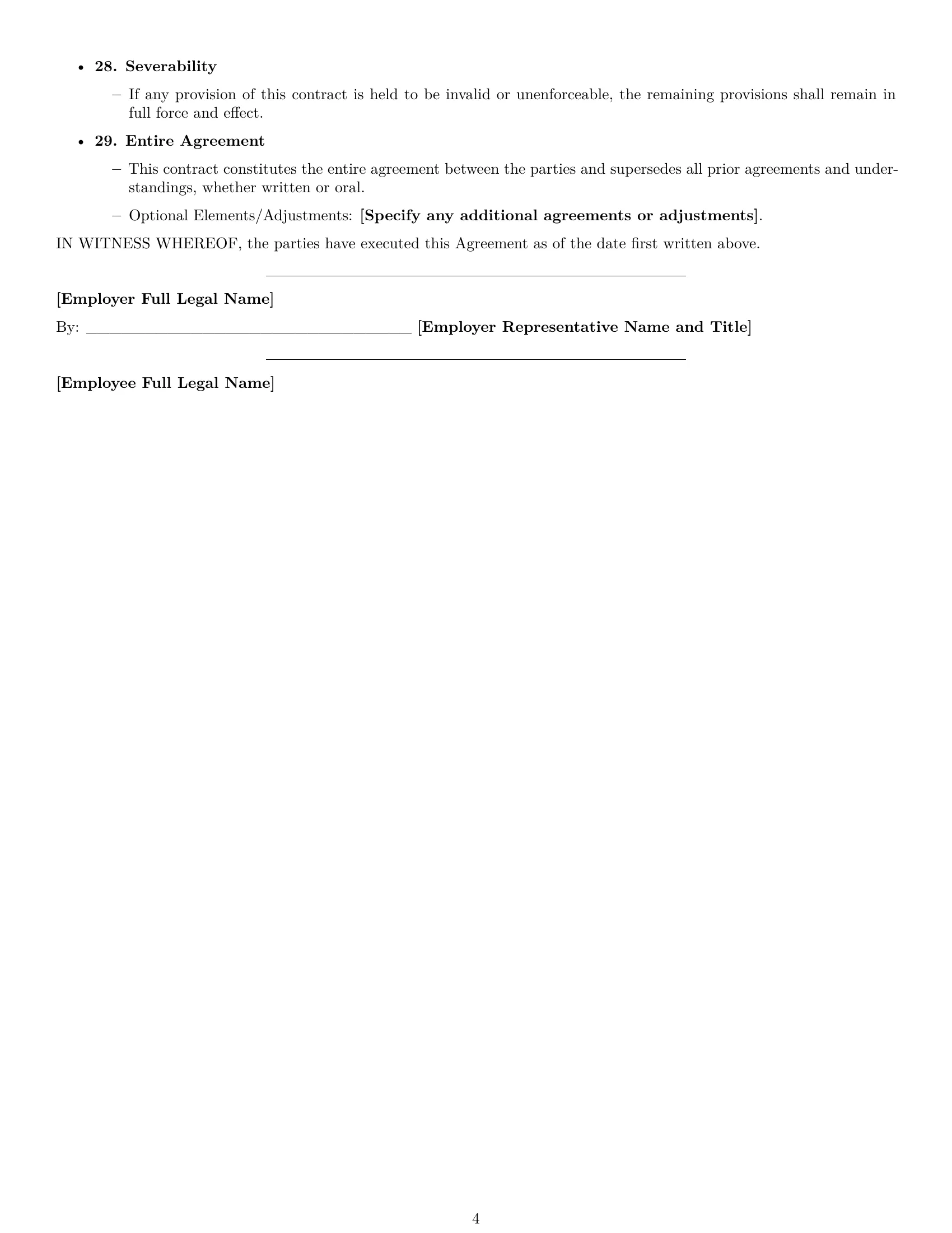 Preview page 4 of Free Mississippi janitor employment contract template