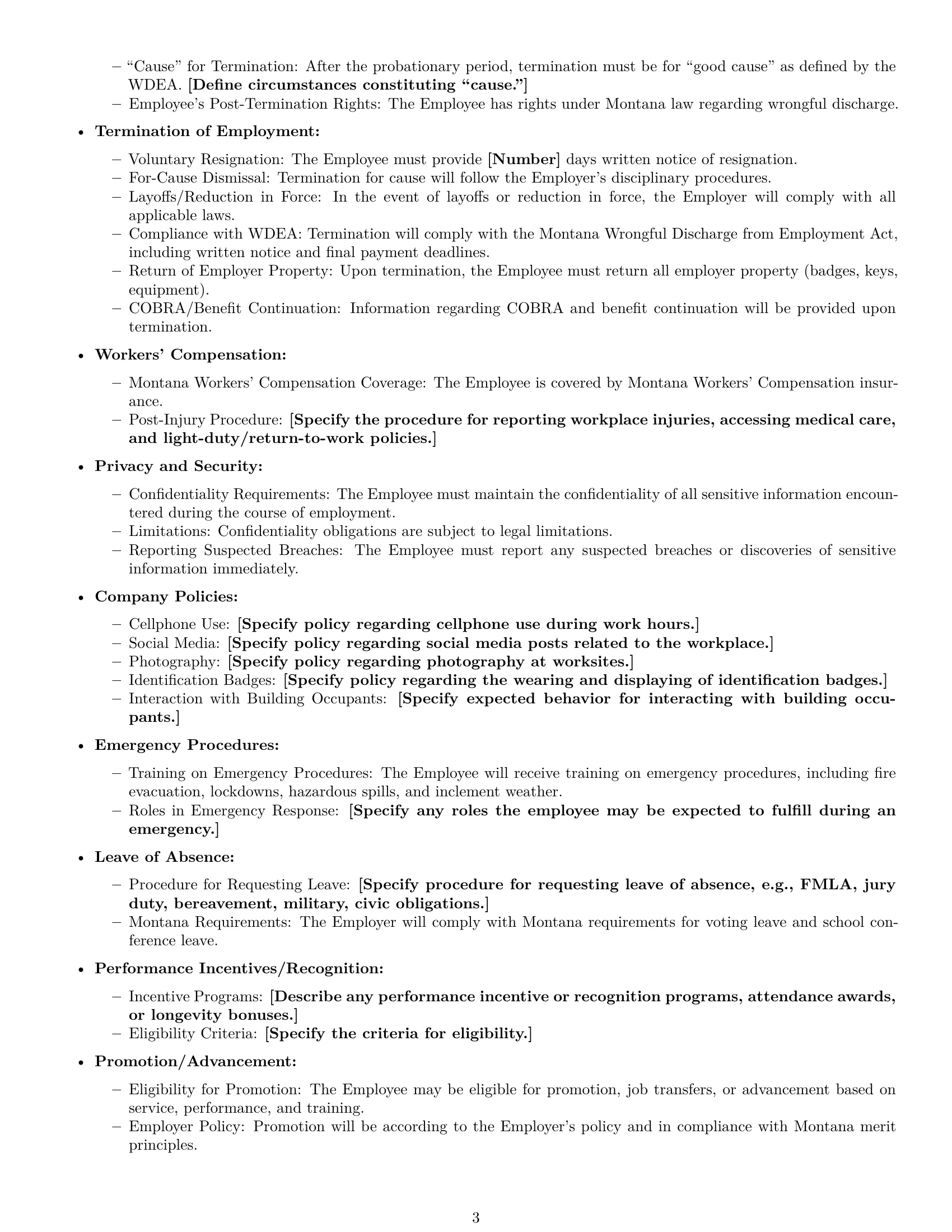 Preview page 3 of Free Montana janitor employment contract template