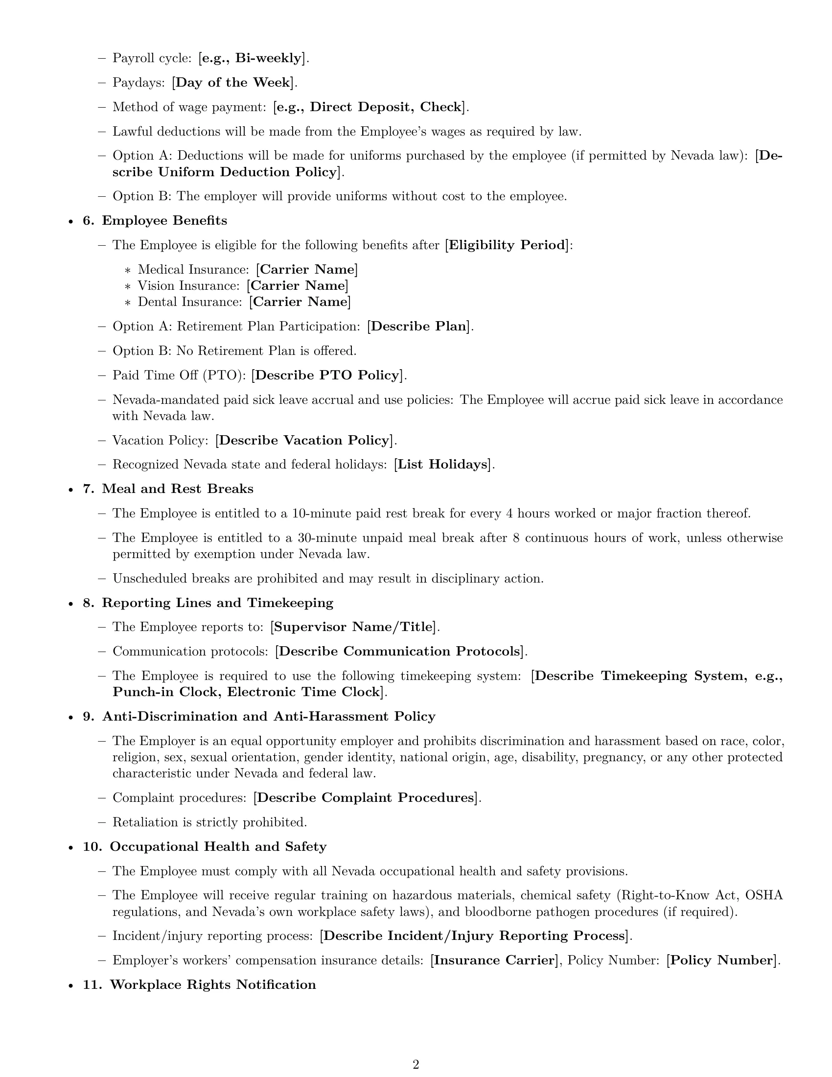 Preview page 2 of Free Nevada janitor employment contract template