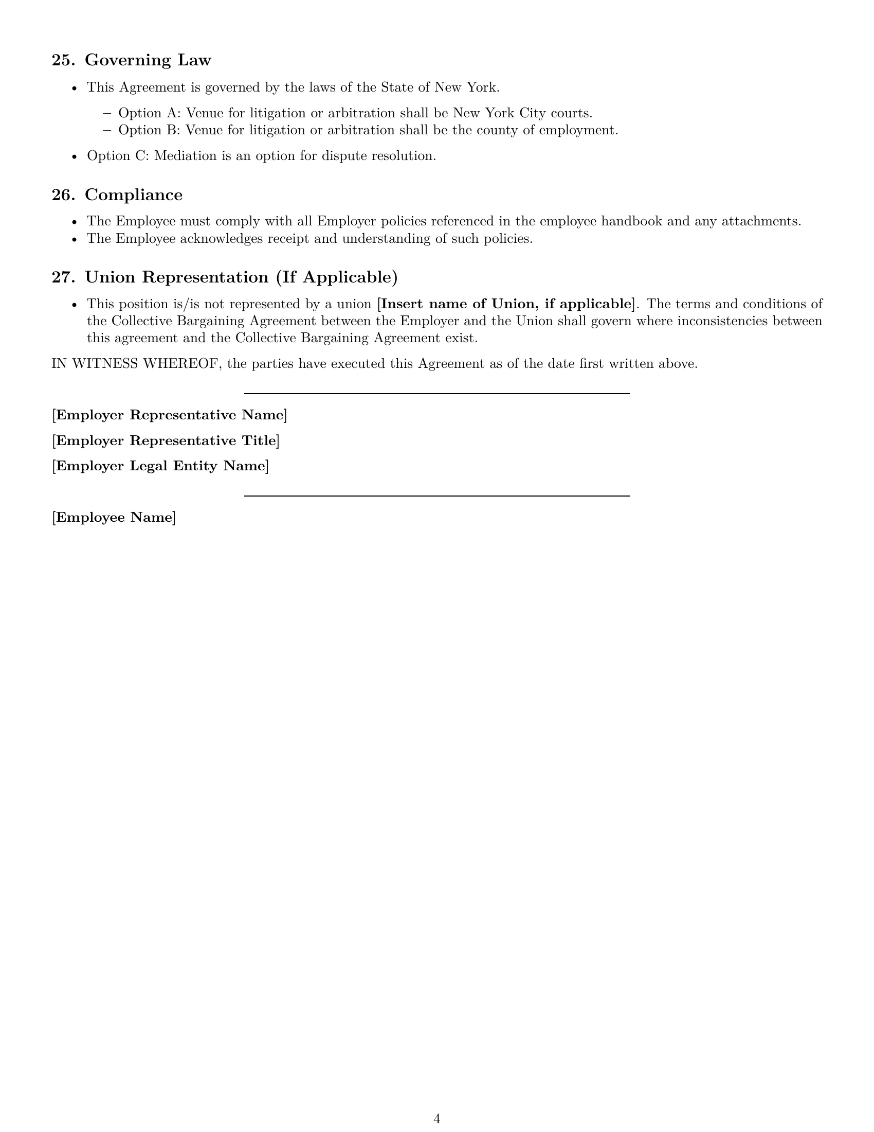 Preview page 4 of Free New York janitor employment contract template