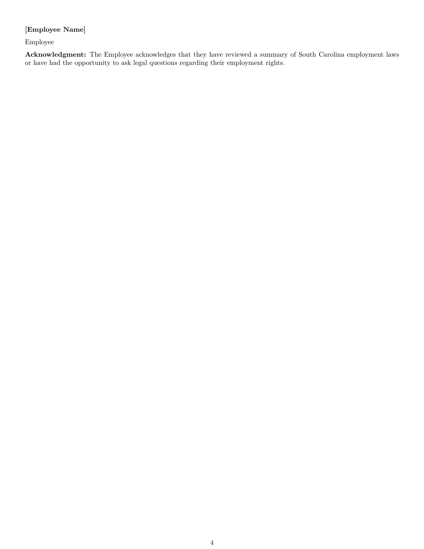 Preview page 4 of Free South Carolina janitor employment contract template