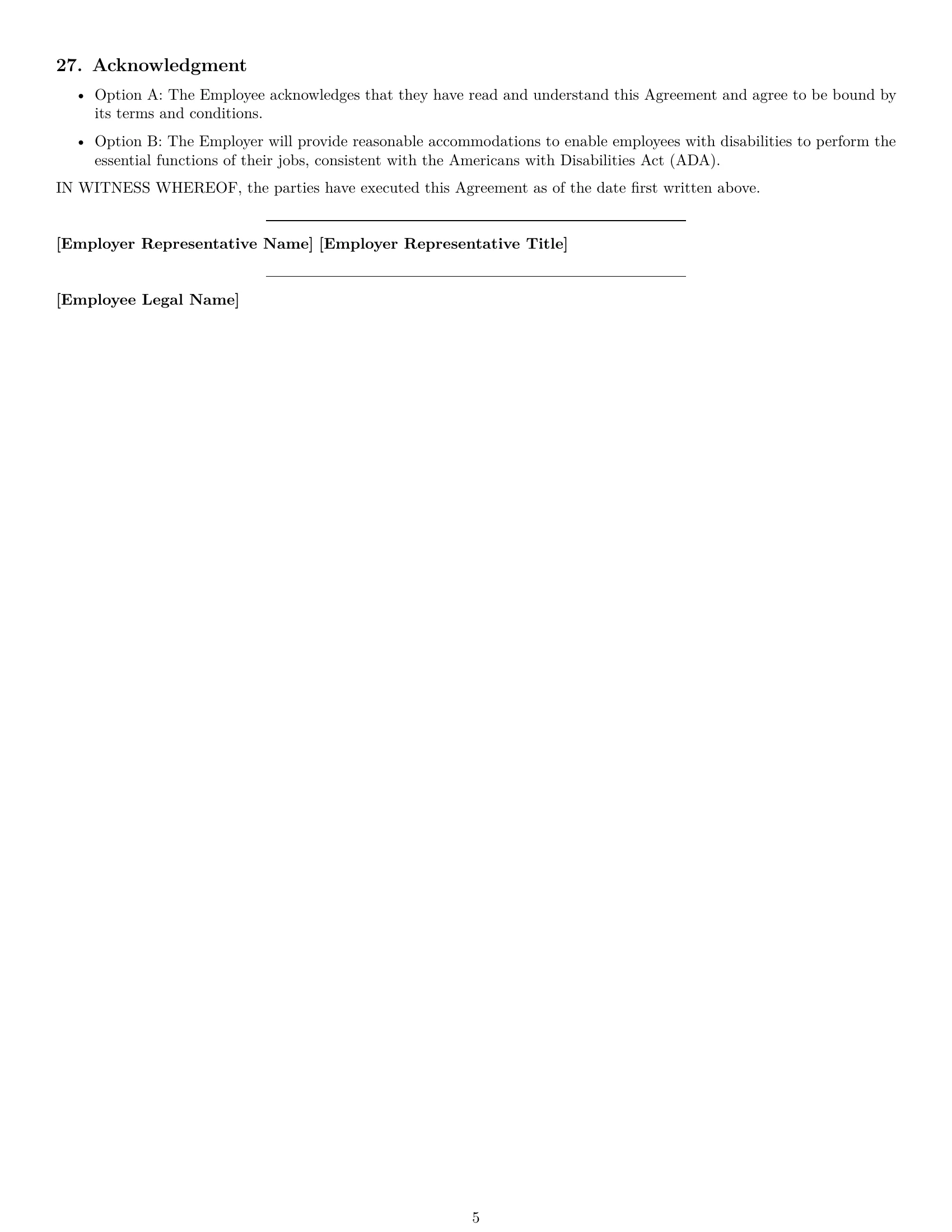Preview page 5 of Free Alabama cashier employment contract template