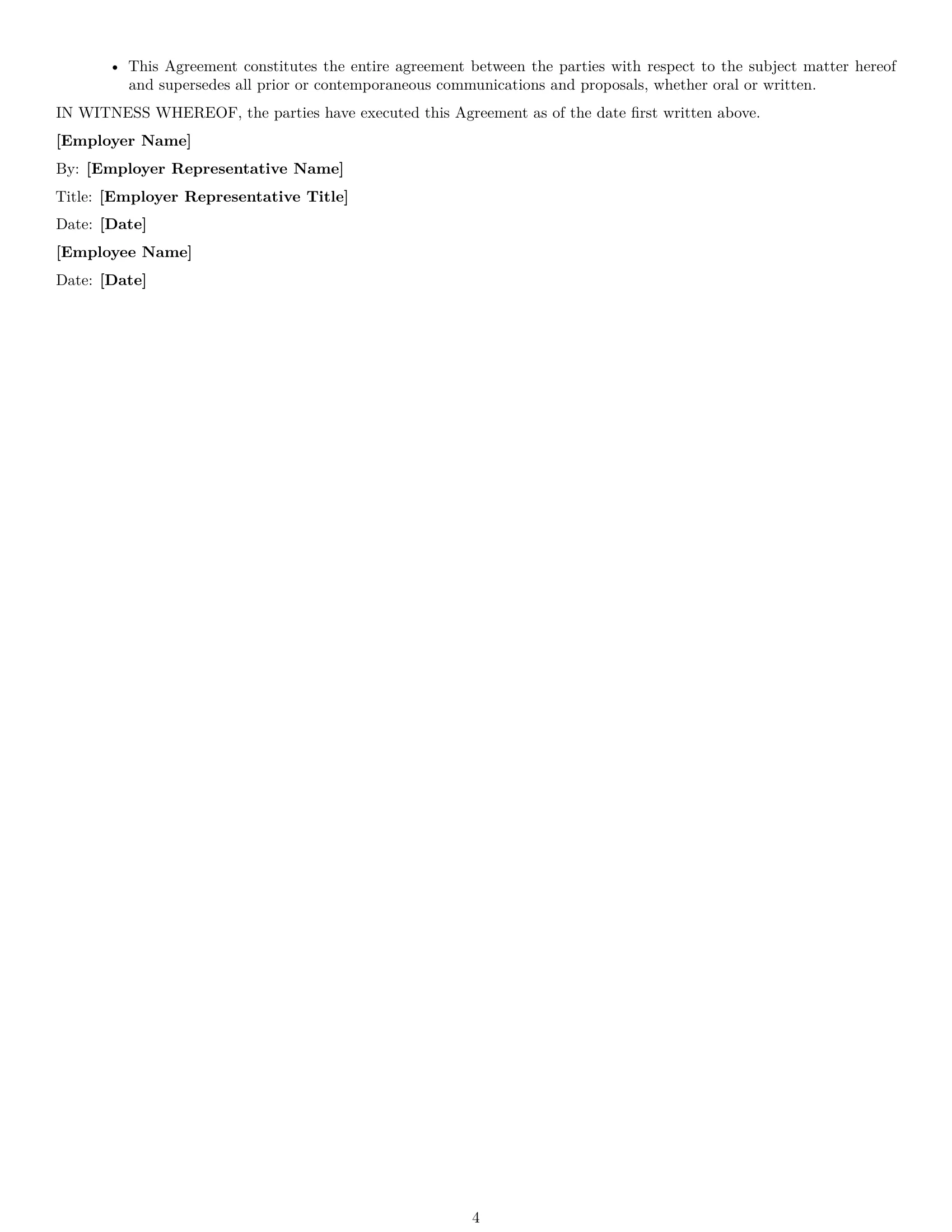 Preview page 4 of Free Massachusetts cashier employment contract template
