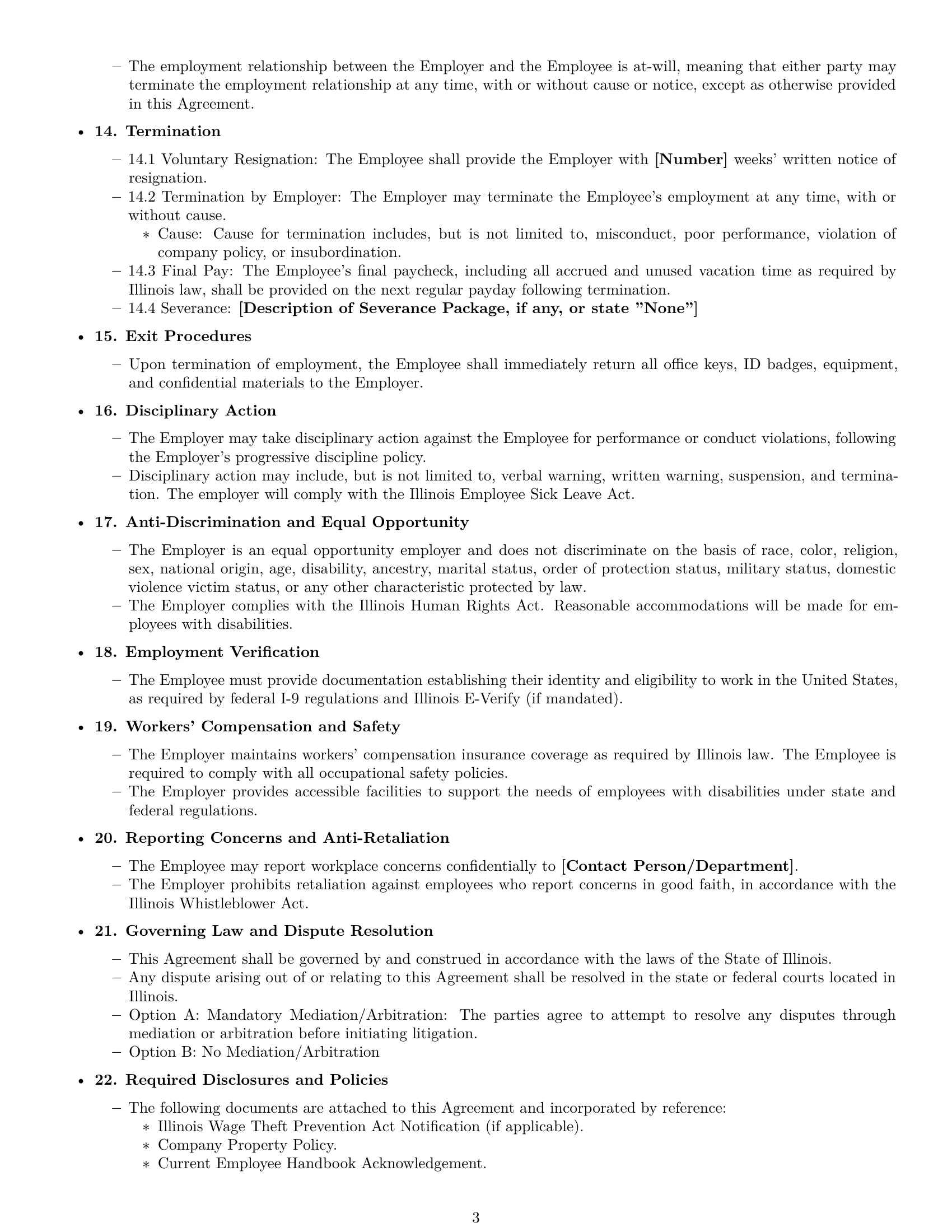 Preview page 3 of Free Illinois office manager employment contract template