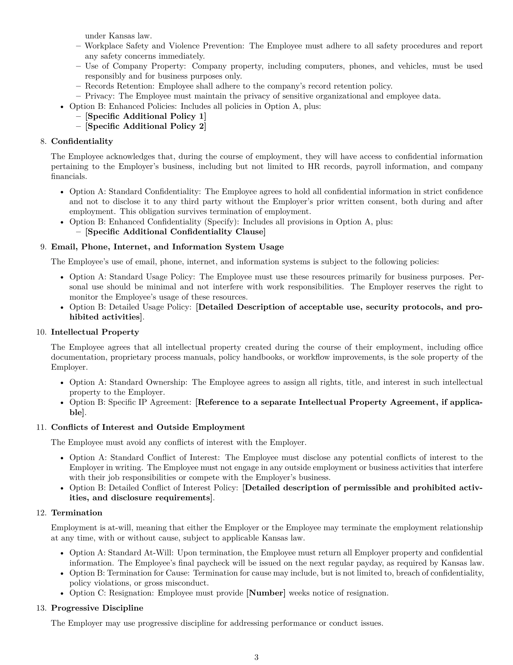 Preview page 3 of Free Kansas office manager employment contract template