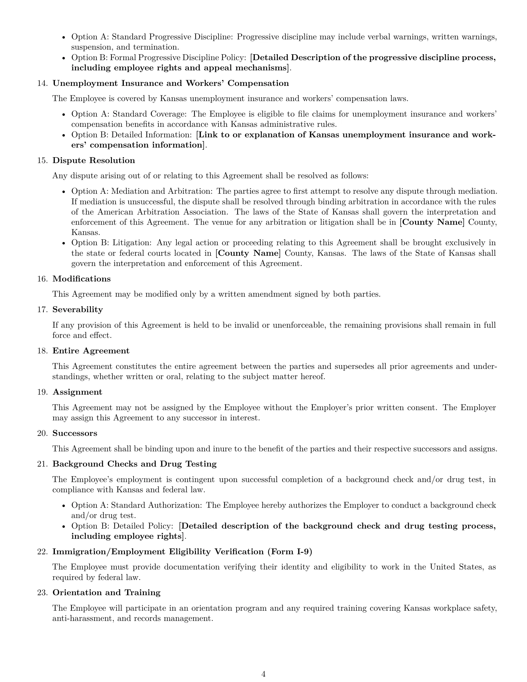 Preview page 4 of Free Kansas office manager employment contract template
