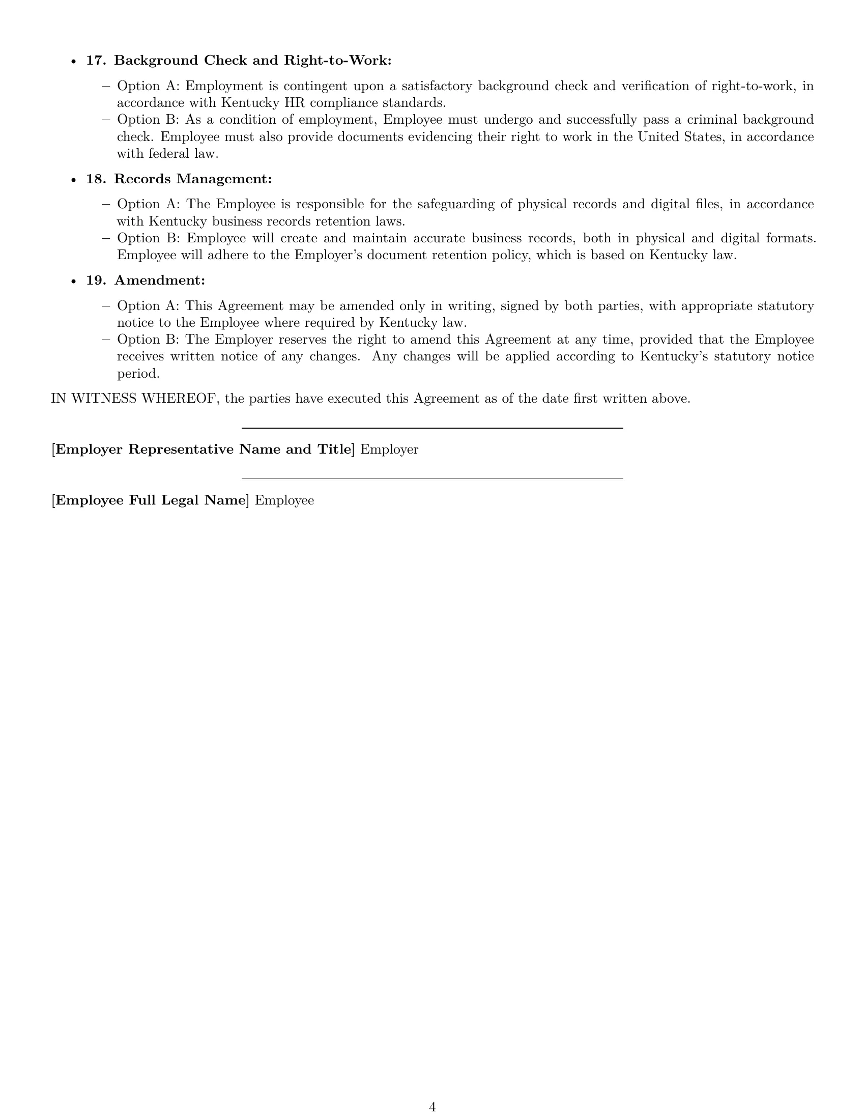 Preview page 4 of Free Kentucky office manager employment contract template