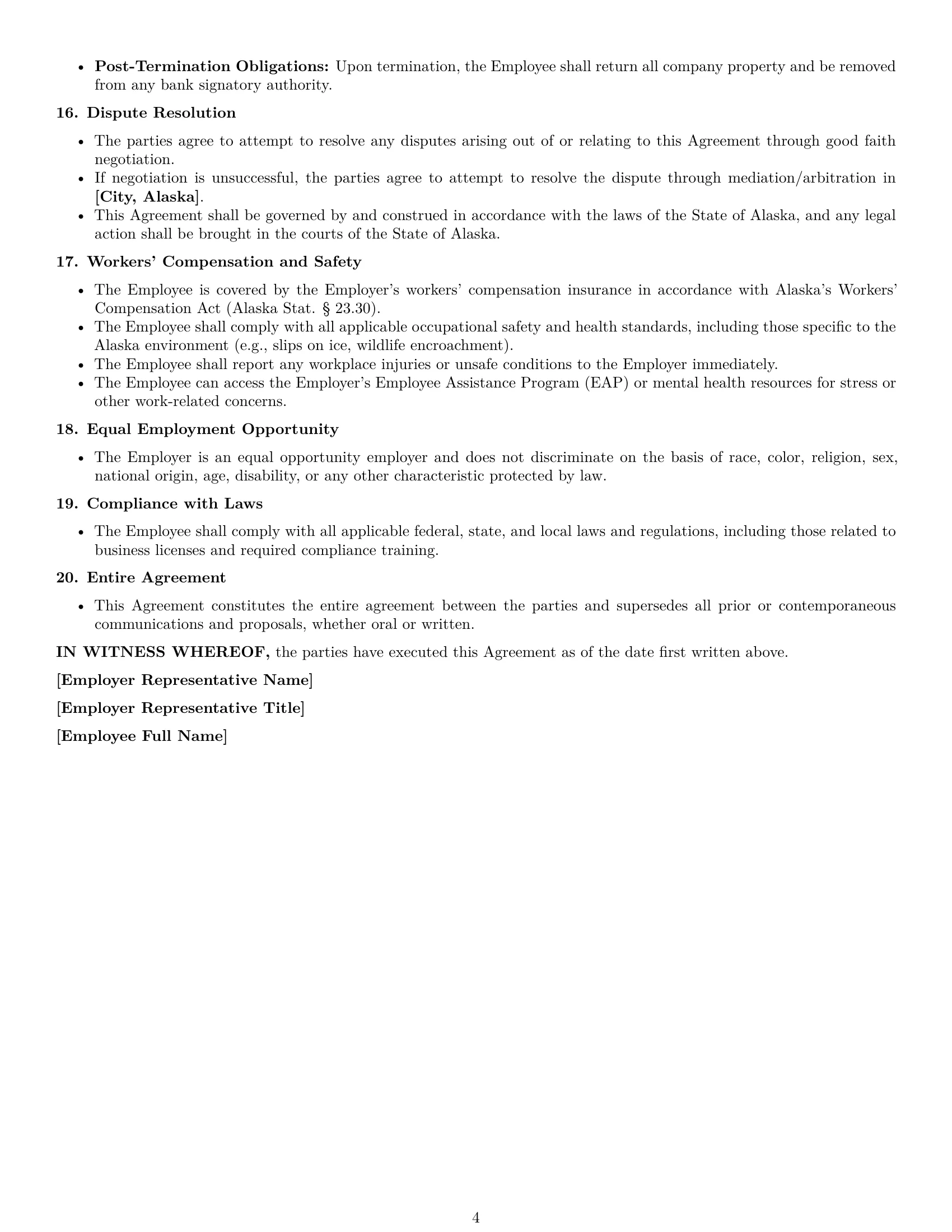 Preview page 4 of Free Alaska office manager employment contract template