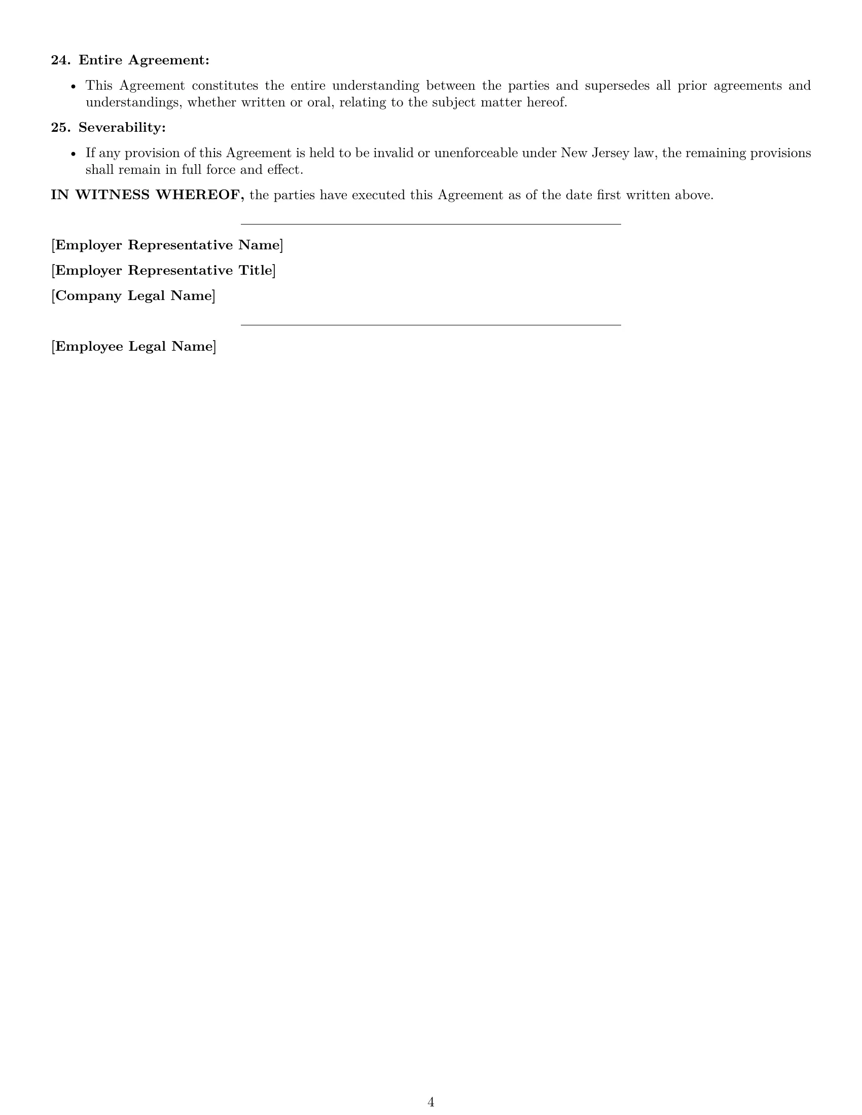 Preview page 4 of Free New Jersey office manager employment contract template