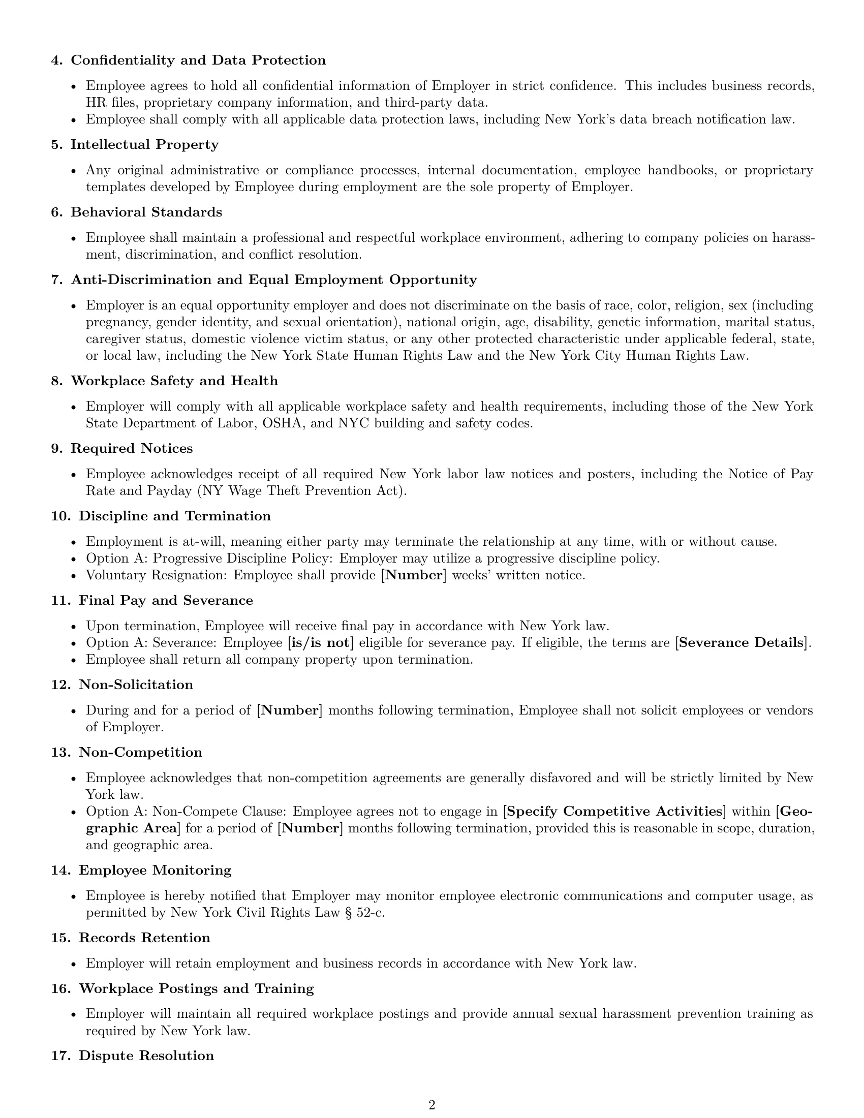 Preview page 2 of Free New York office manager employment contract template