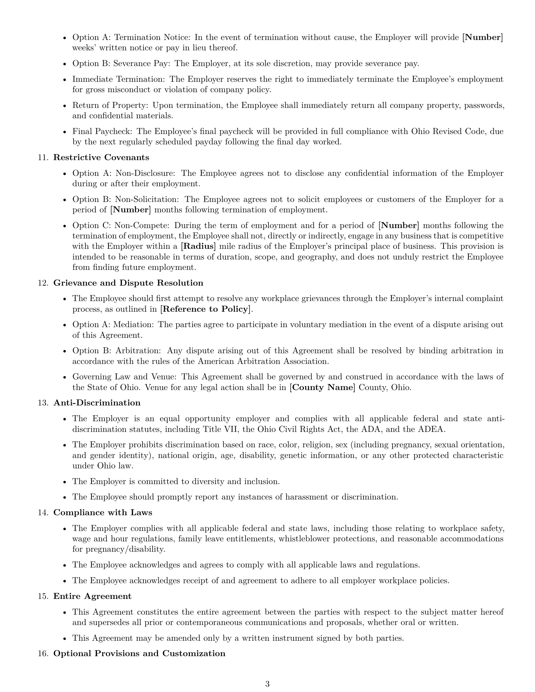 Preview page 3 of Free Ohio office manager employment contract template