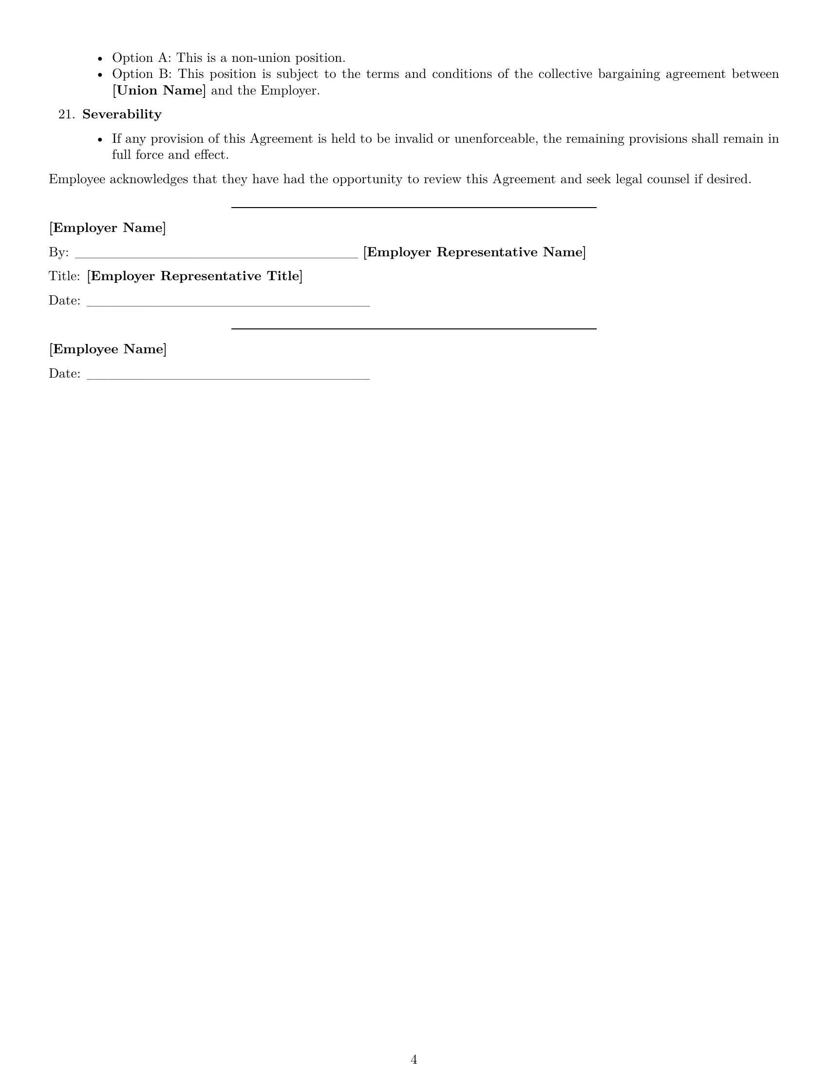Preview page 4 of Free Michigan chef employment contract template