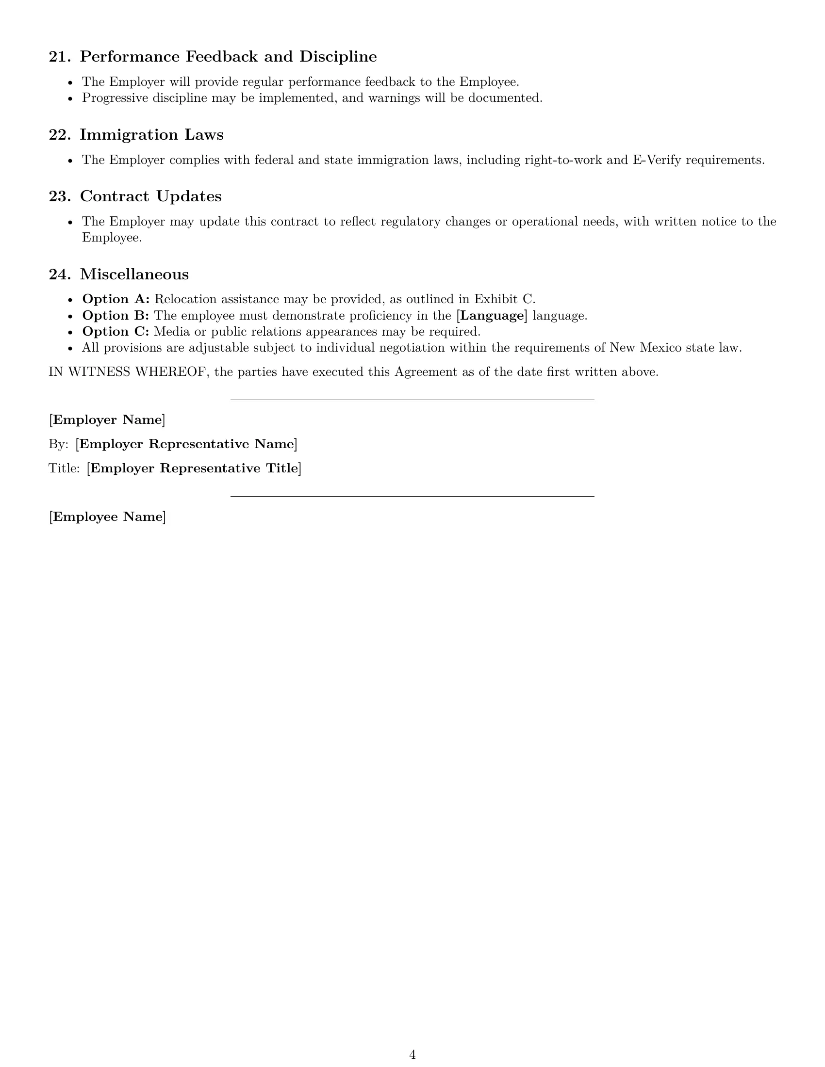 Preview page 4 of Free New Mexico chef employment contract template