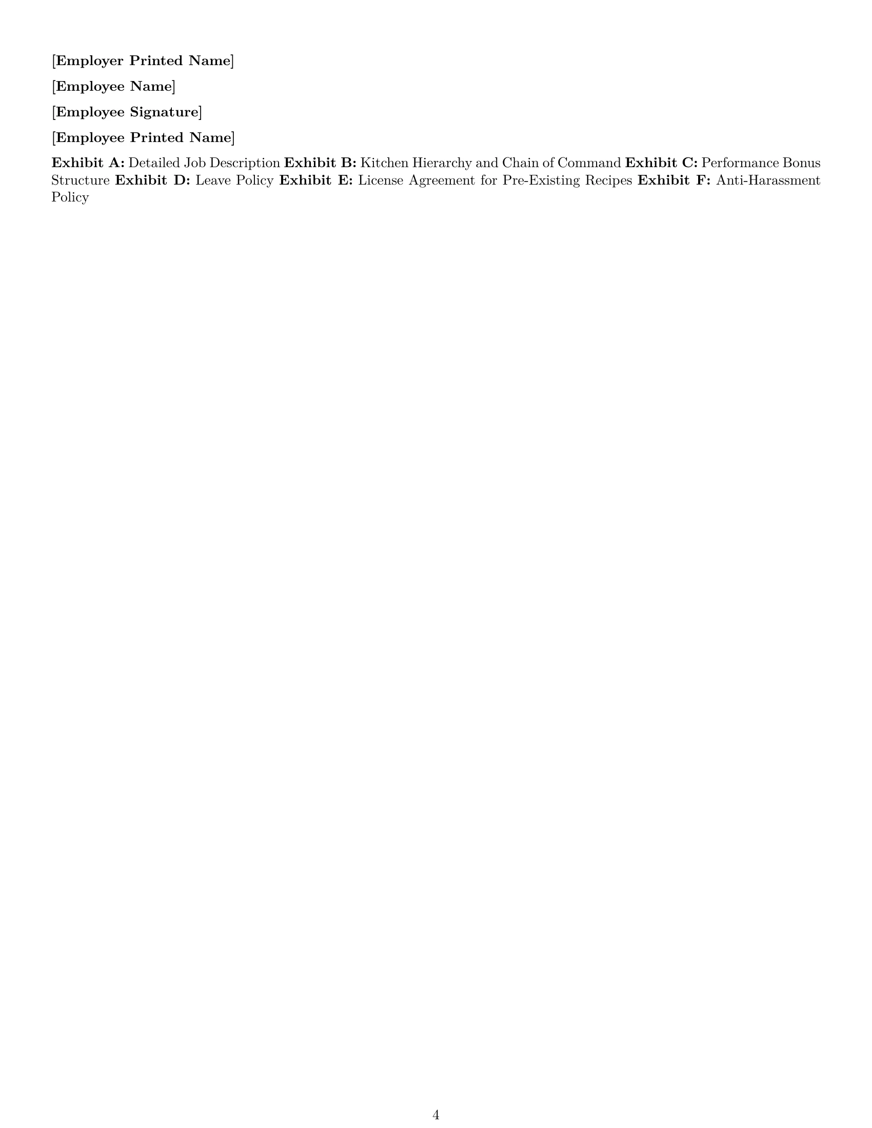 Preview page 4 of Free North Carolina chef employment contract template