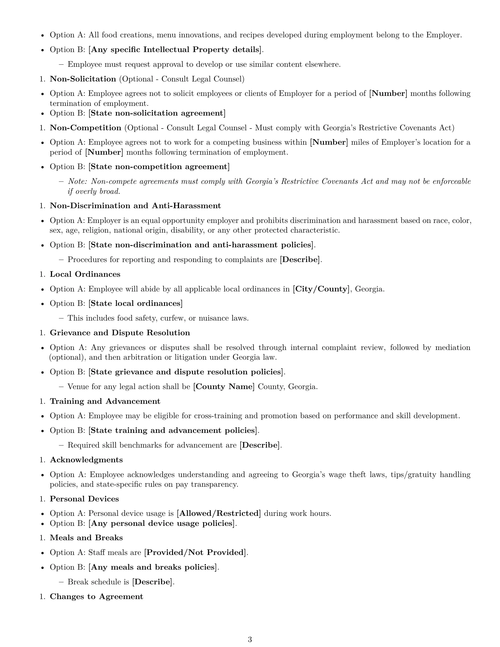 Preview page 3 of Free Georgia cook employment contract template