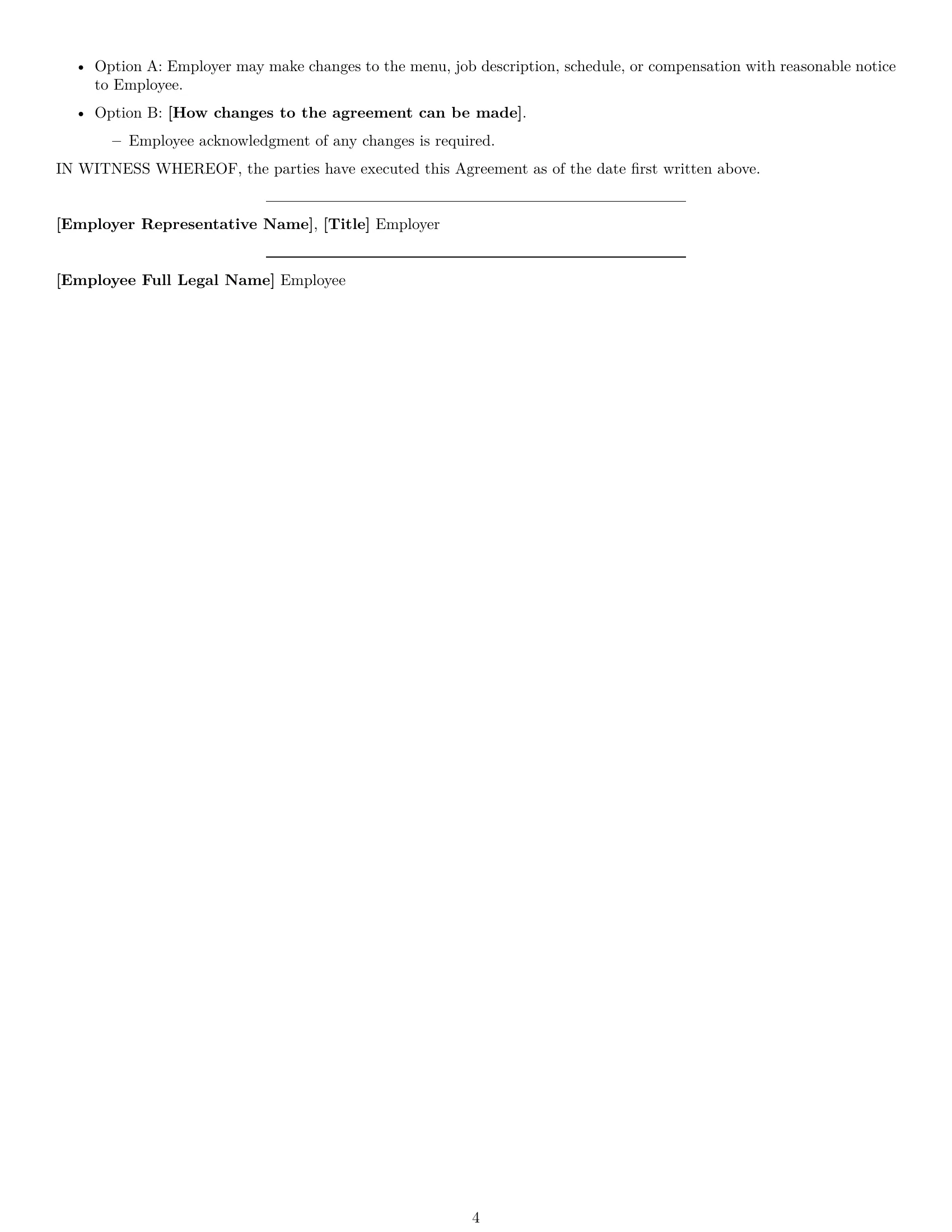 Preview page 4 of Free Georgia cook employment contract template