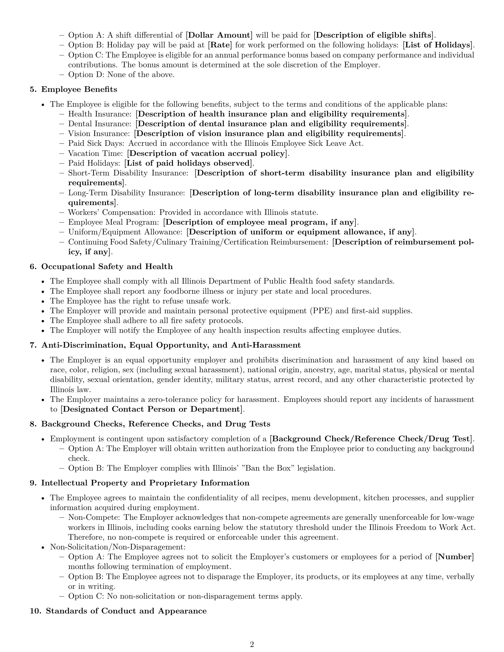 Preview page 2 of Free Illinois cook employment contract template