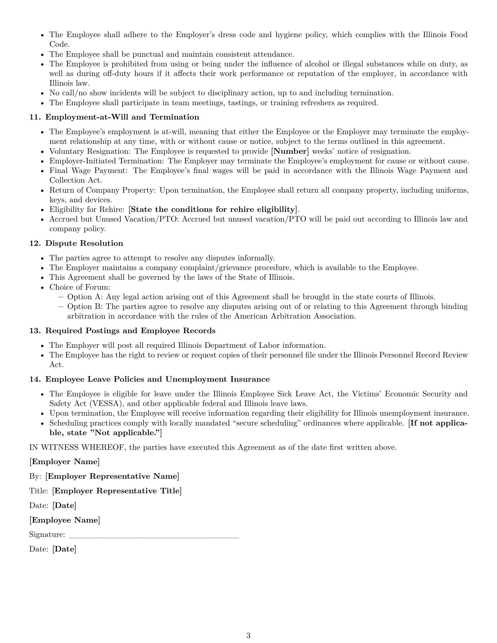 Preview page 3 of Free Illinois cook employment contract template