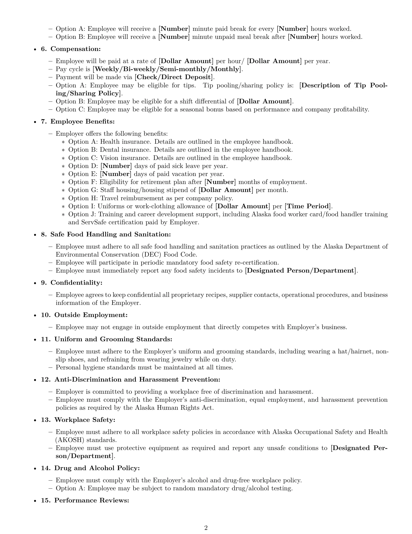 Preview page 2 of Free Alaska cook employment contract template