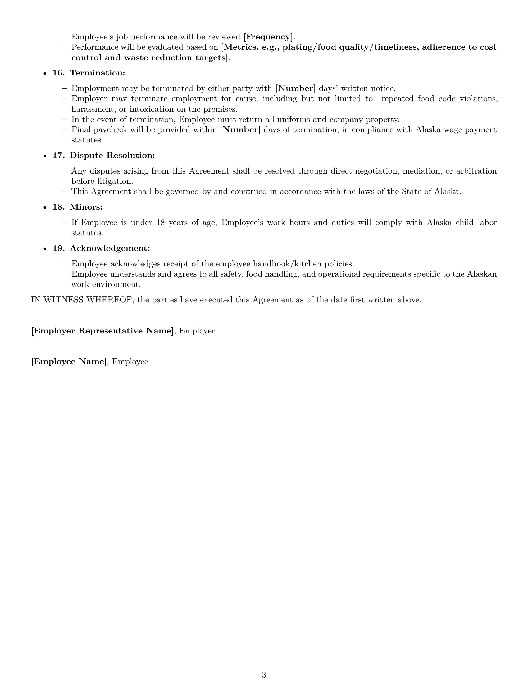 Preview page 3 of Free Alaska cook employment contract template