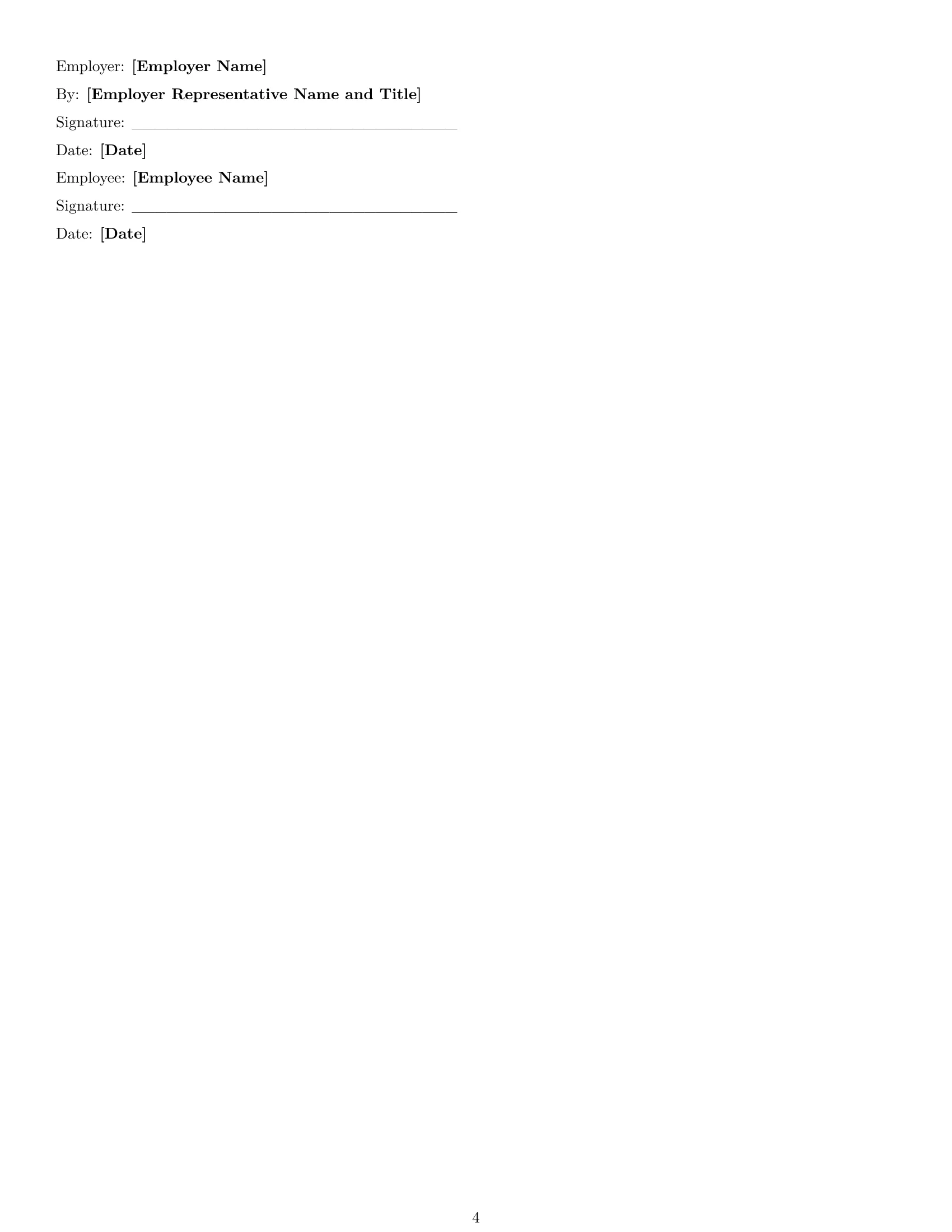 Preview page 4 of Free Massachusetts cook employment contract template